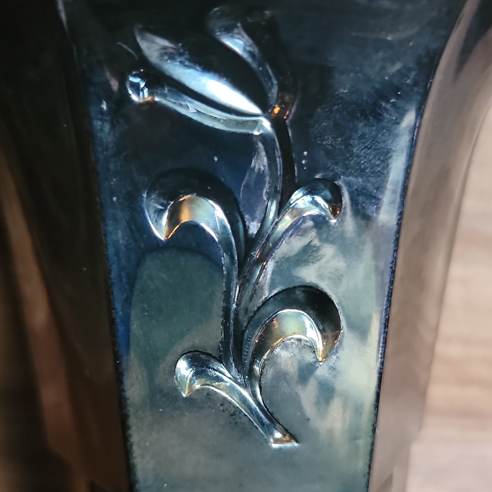 Black Amethyst Glass Vases with Floral Pattern, Decorative Pair from Sweden
