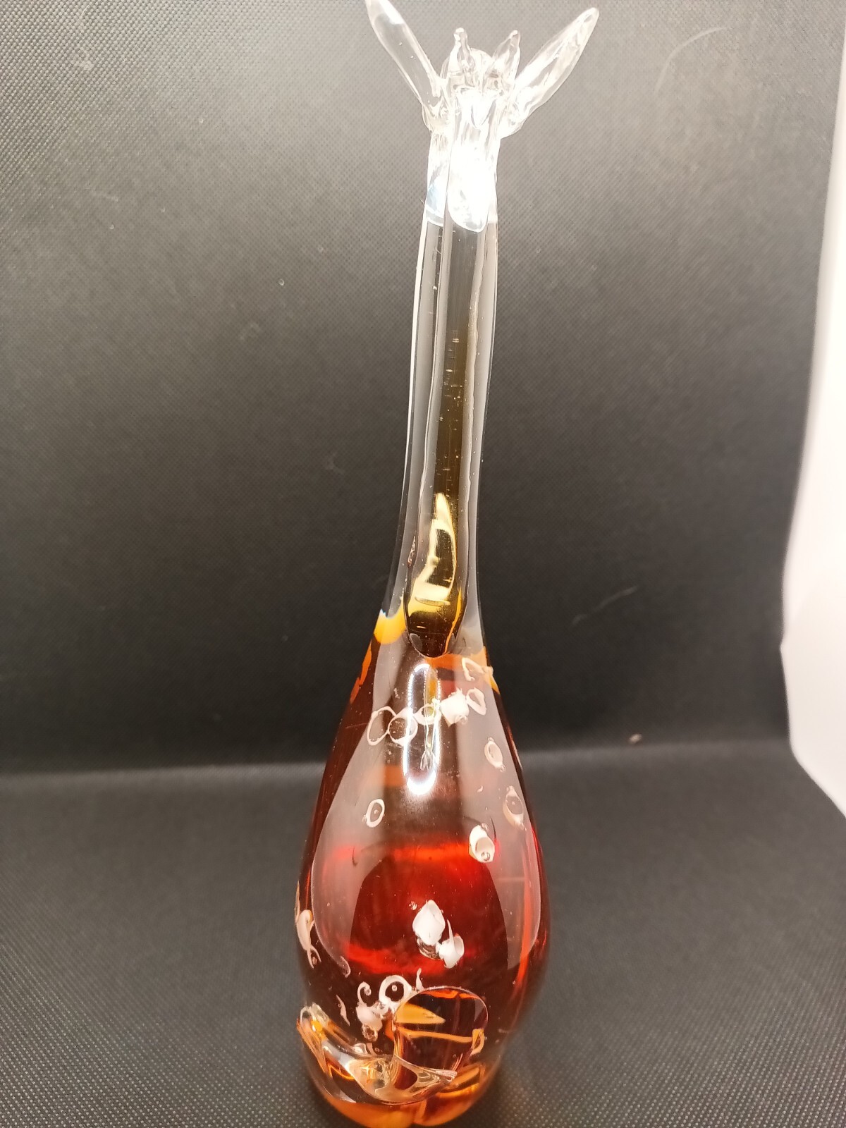 12″ tall Crystal Amber Giraffe art glass paperweight figurine