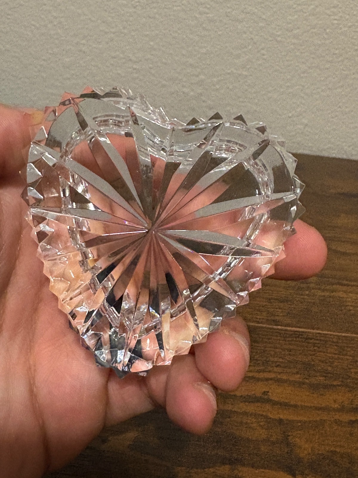 Waterford Crystal Clear 3″L Heart Shaped Lidded Trinket Box W/BOX
