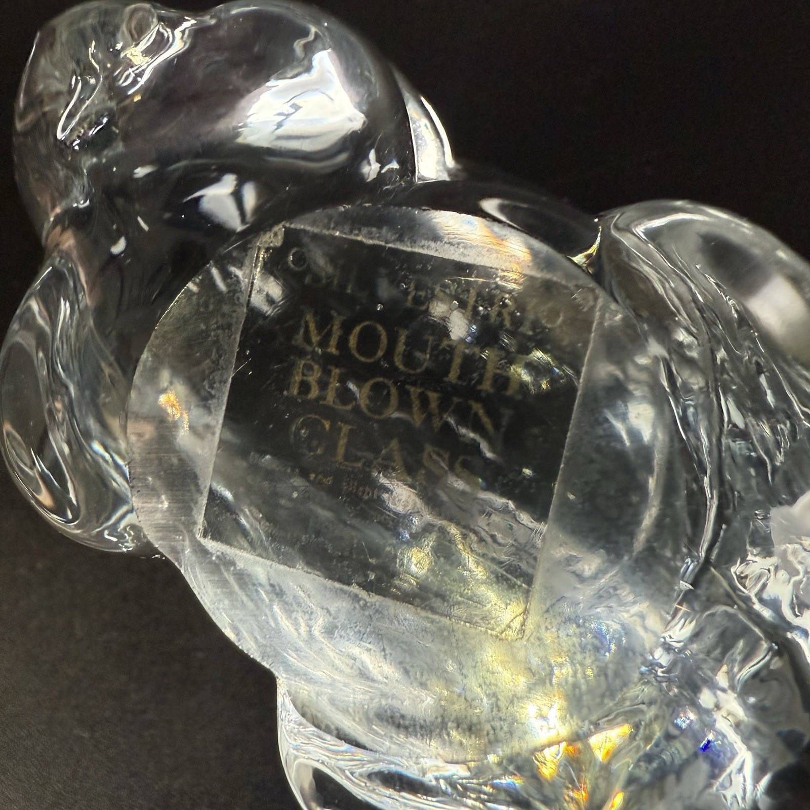 Silvestri Mouth Blown Clear Glass Dinosaur Paperweight