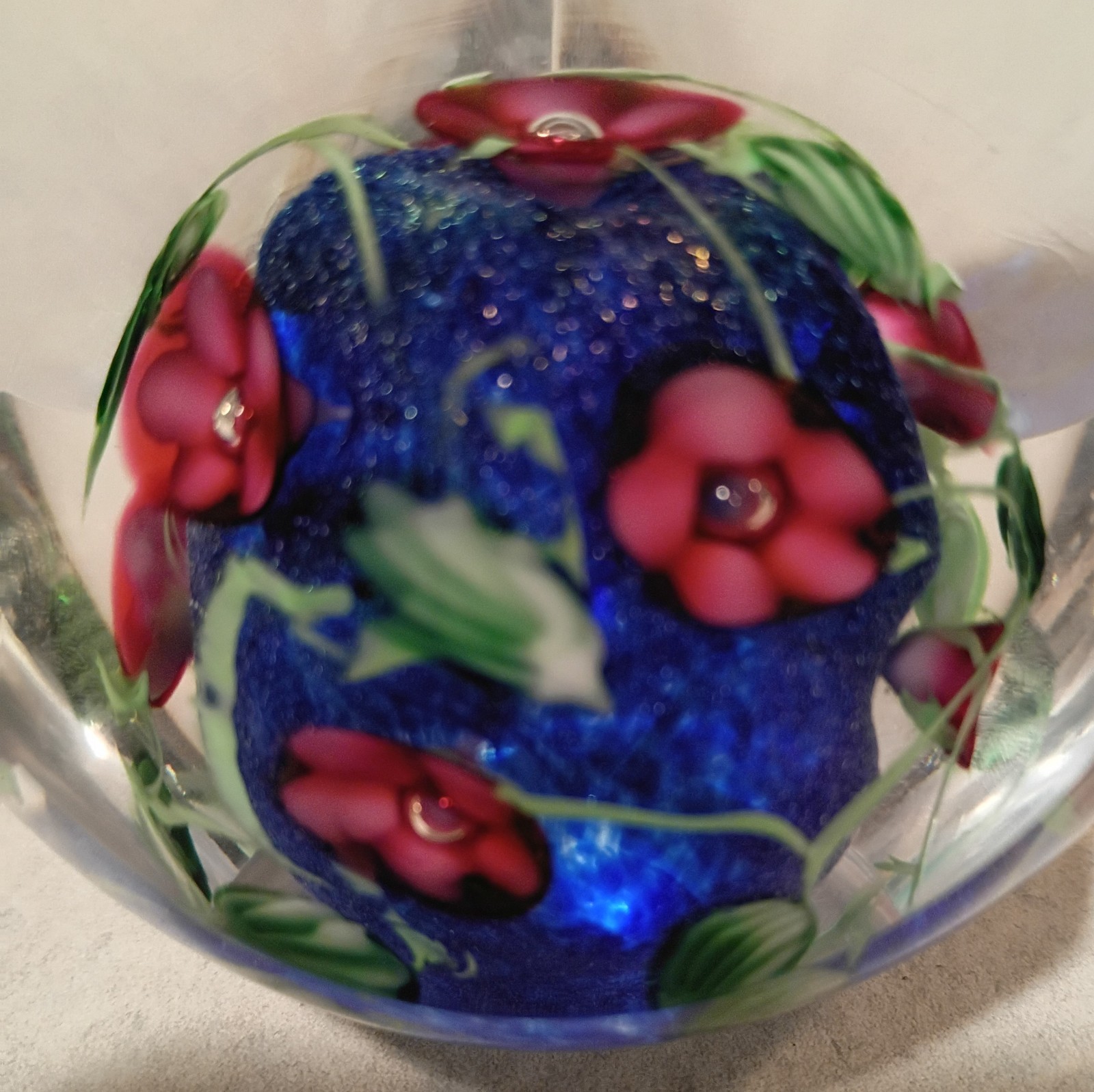 Vandermark Merritt Studios Lmtd Ed. 26/250 Faceted Floral Art Glass Paperweight