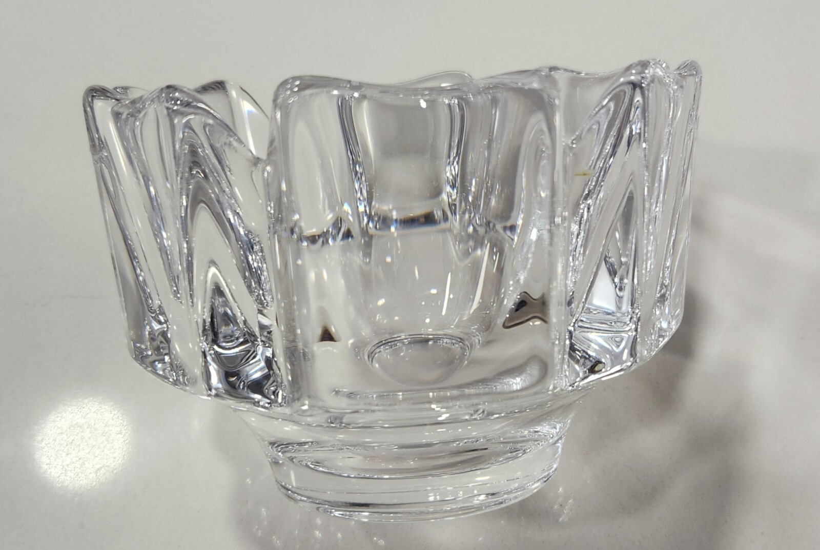 Orrefors Fleur Crystal Bowl Signed made in Sweden 3.25″ high 4.75″ across Corona