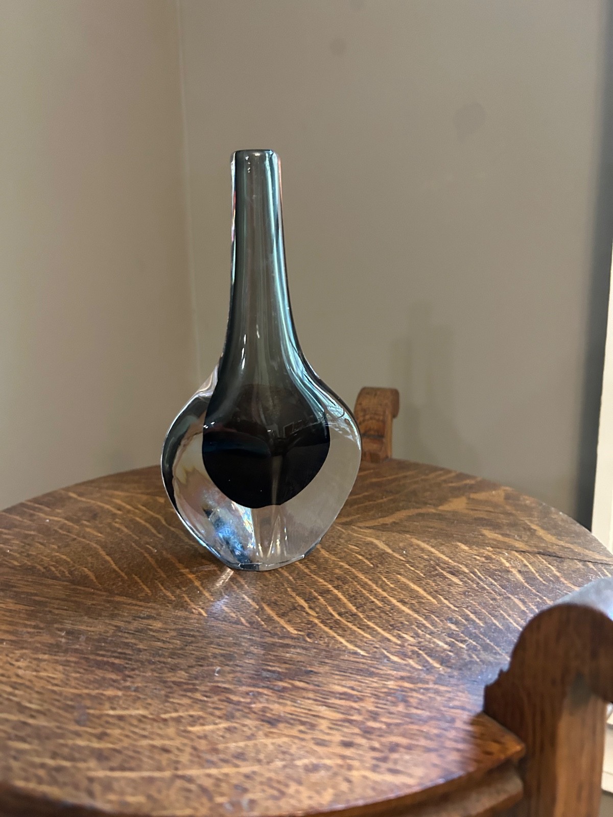 Vintage MCM Sommerso Art Glass Vase (Clear and Gray)