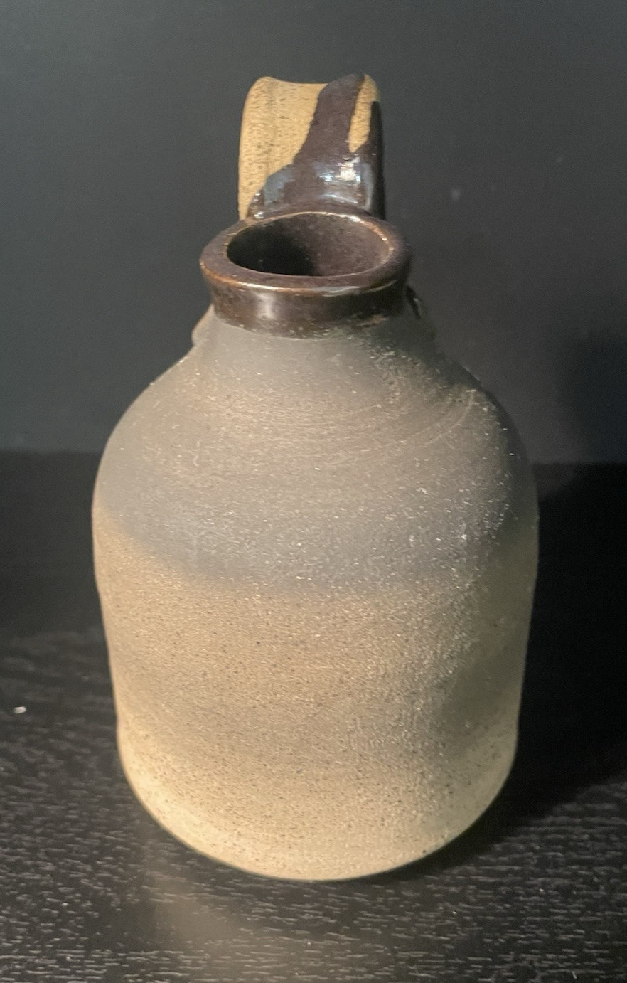 Vtg Hand Thrown Stoneware Jug Drip Glaze Finish Studio Pottery 5” Signed & Dated