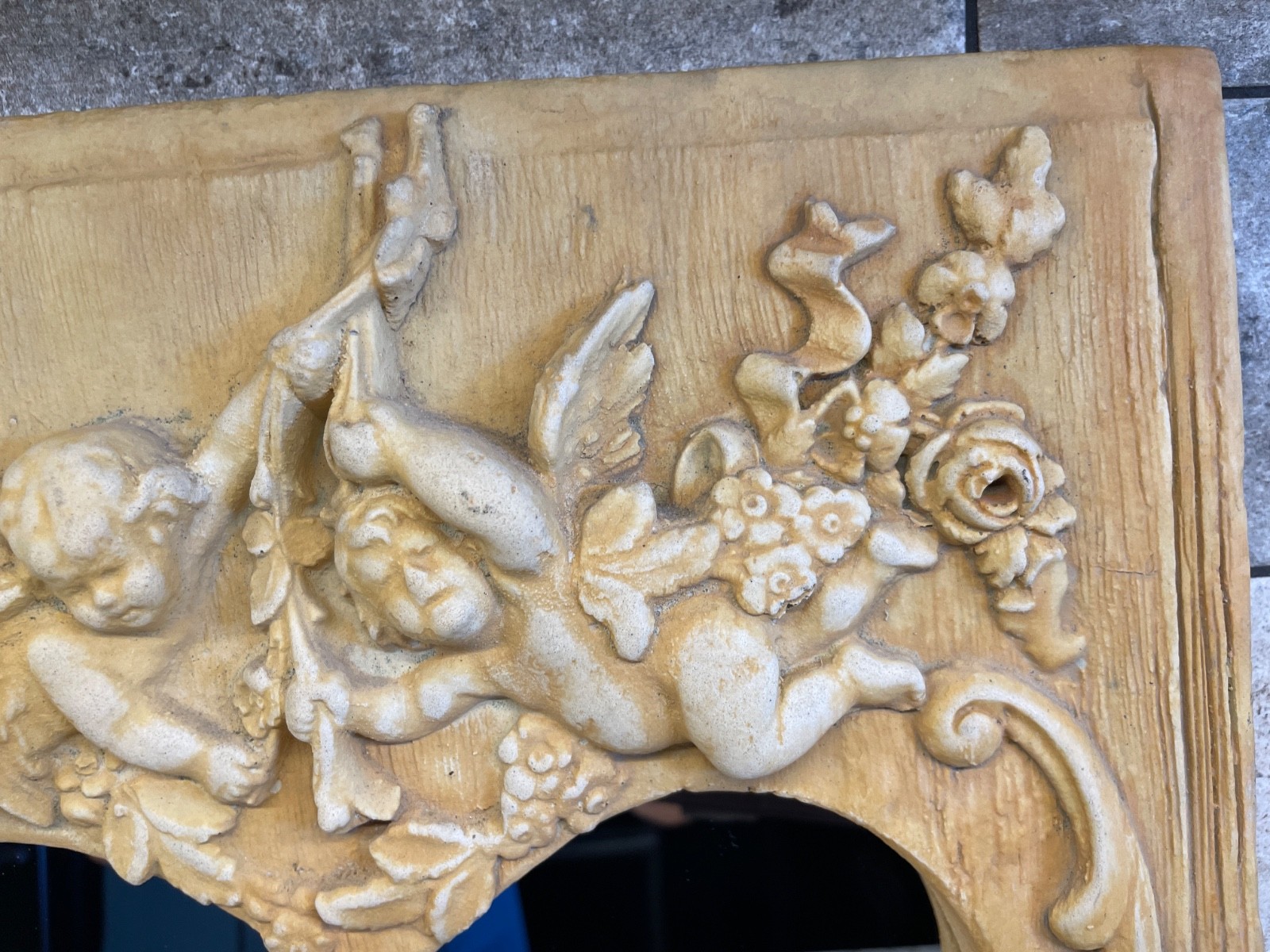 Hayes Parker 3D Sandstone Sculpture CHERUB CUPID ANGEL HEART 15.75″ Mirror 12+LB