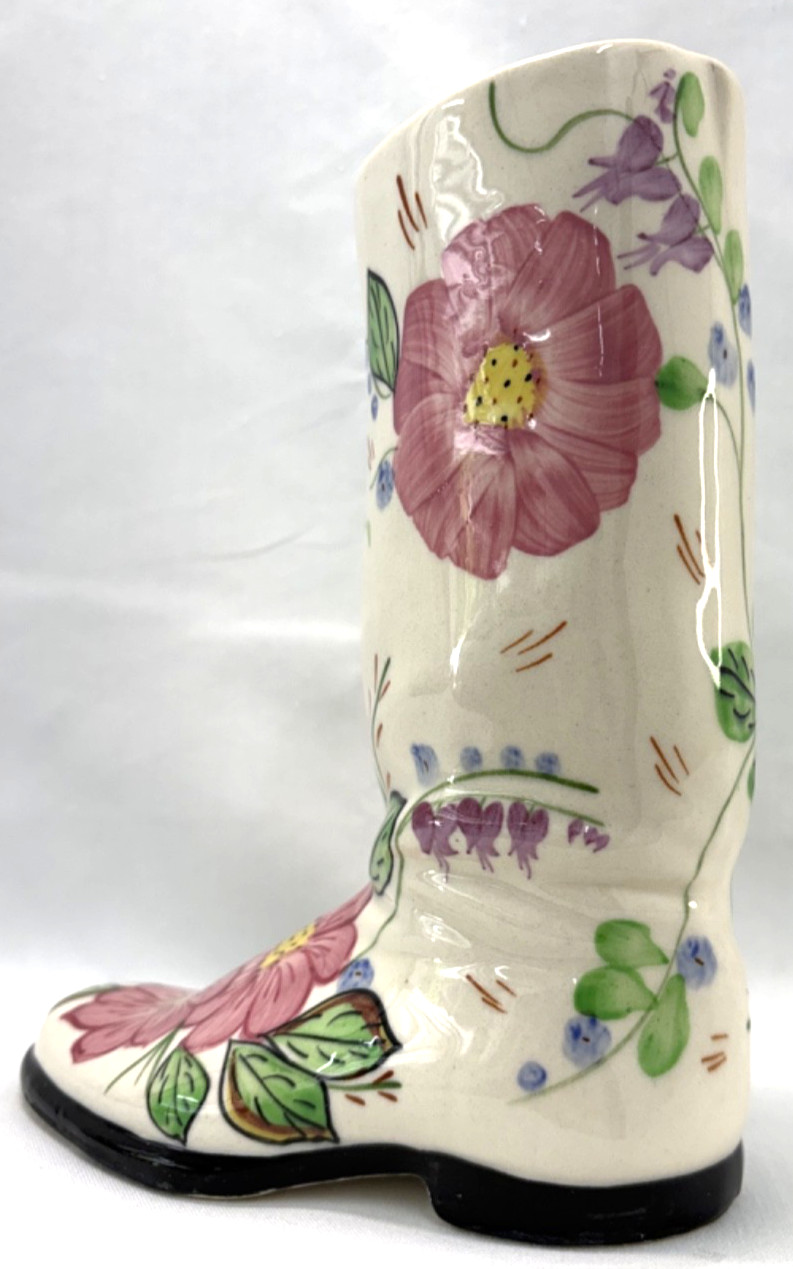 Vintage Blue Ridge Southern Pottery Boot Vase “Gladys” Floral Pattern