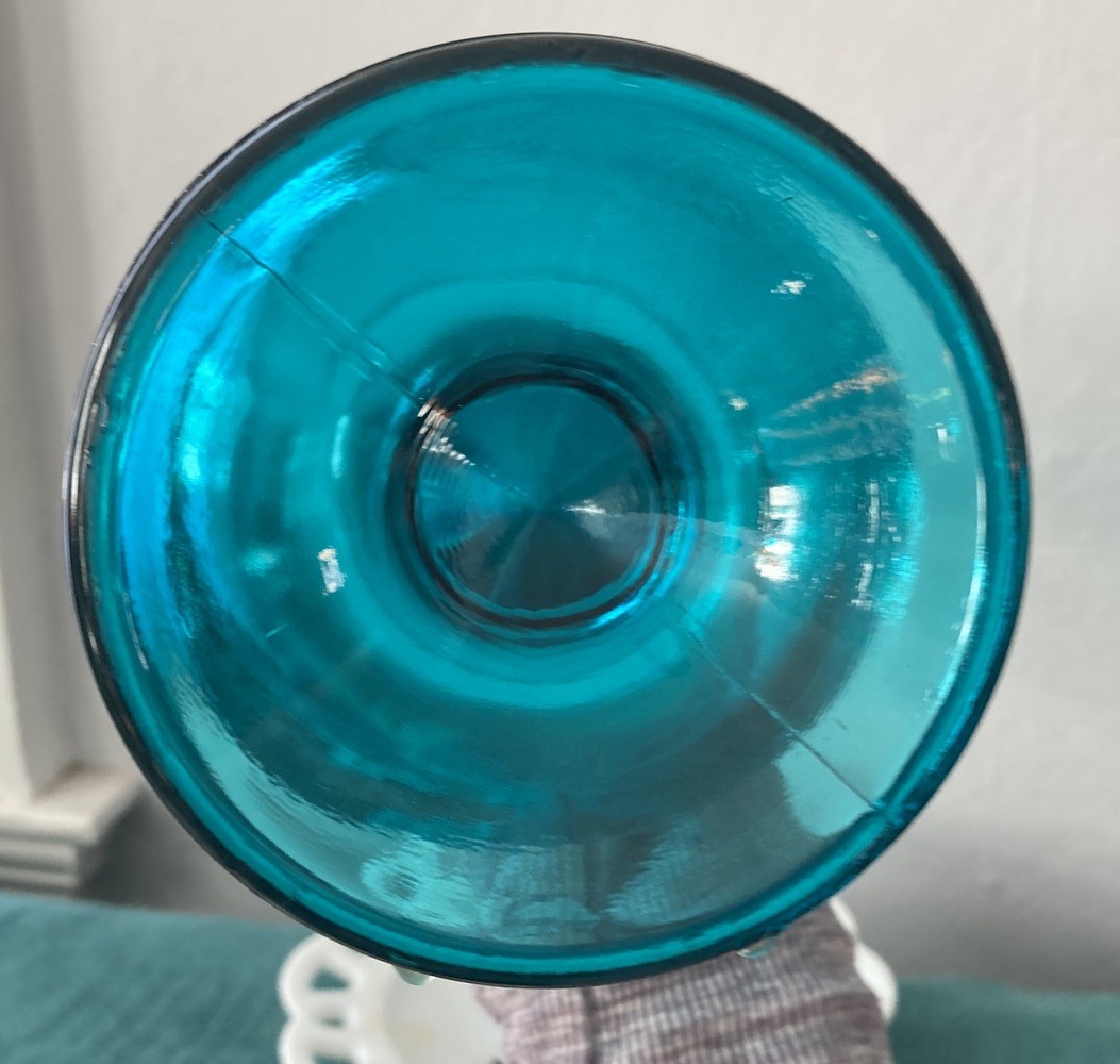 Vtg LE Smith Glass Peacock 16” Smoothie Swung Vase Pedastal