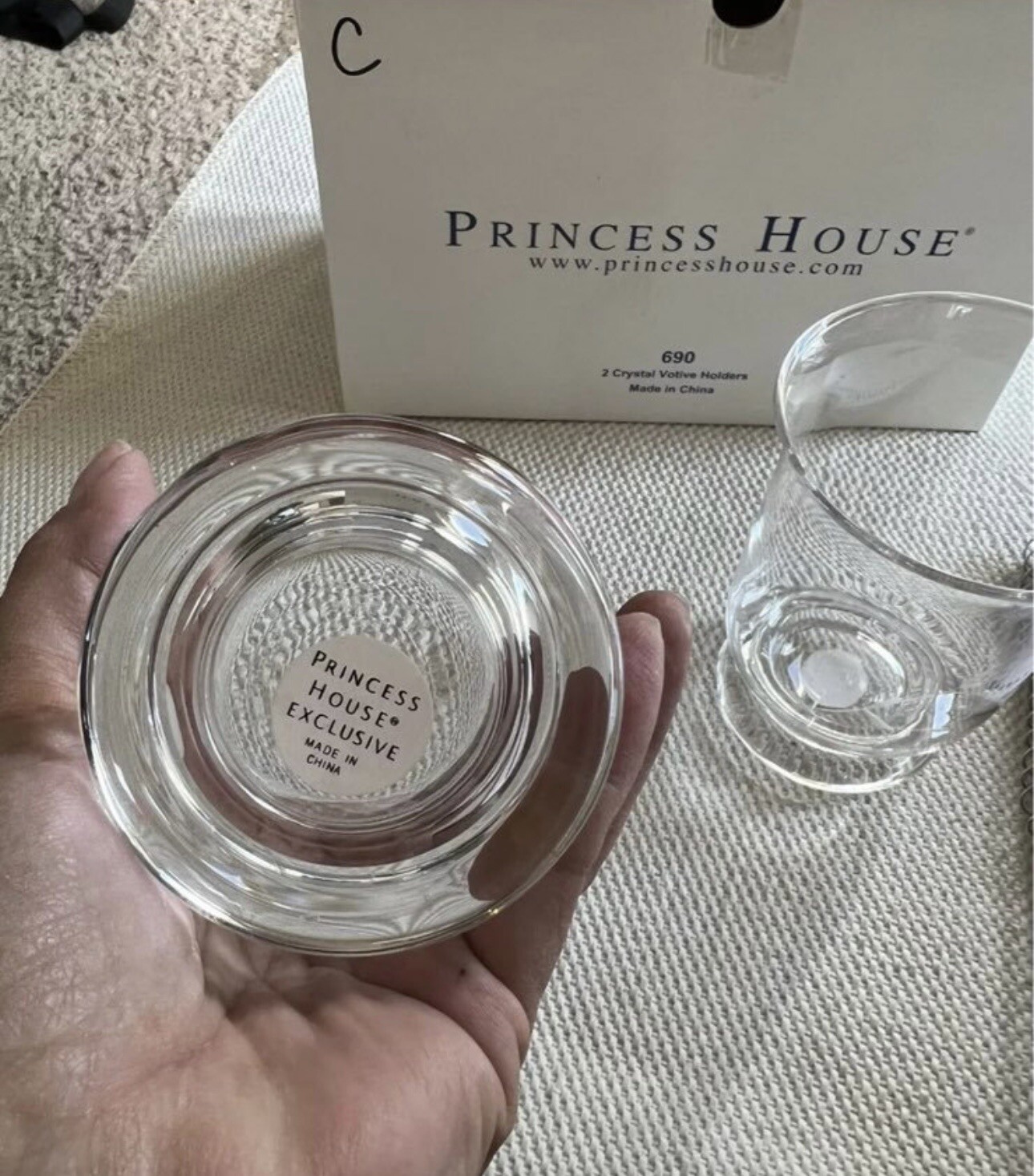 2 Princess House Crystal Heritage # 690 Votive Candle Holders New in Box