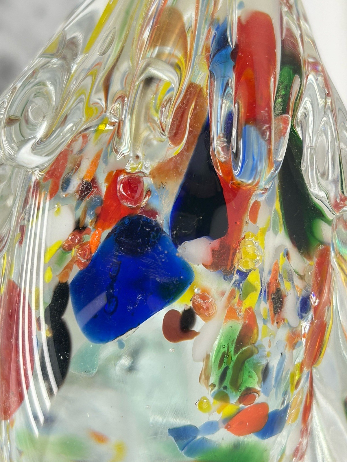 Mid Century Murano Style Art Glass Pheasant/Bird Figurine 15” Multi Colored