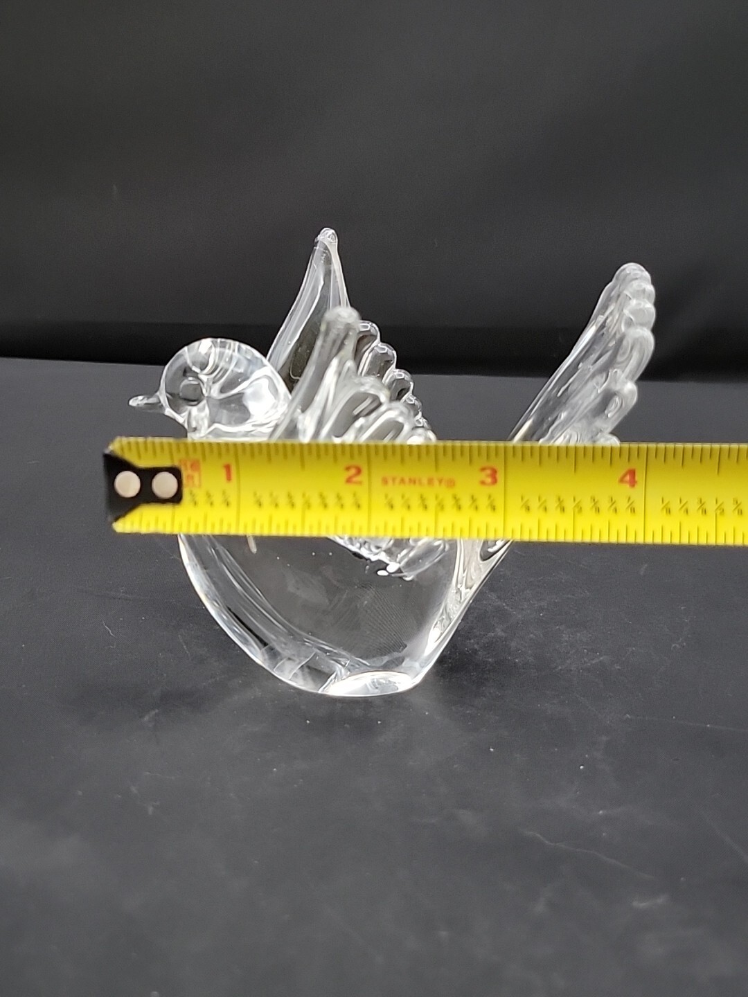 Murano Art Glass Bird Wings Up Clear Glass Paperweight Figurine V Nason Italy