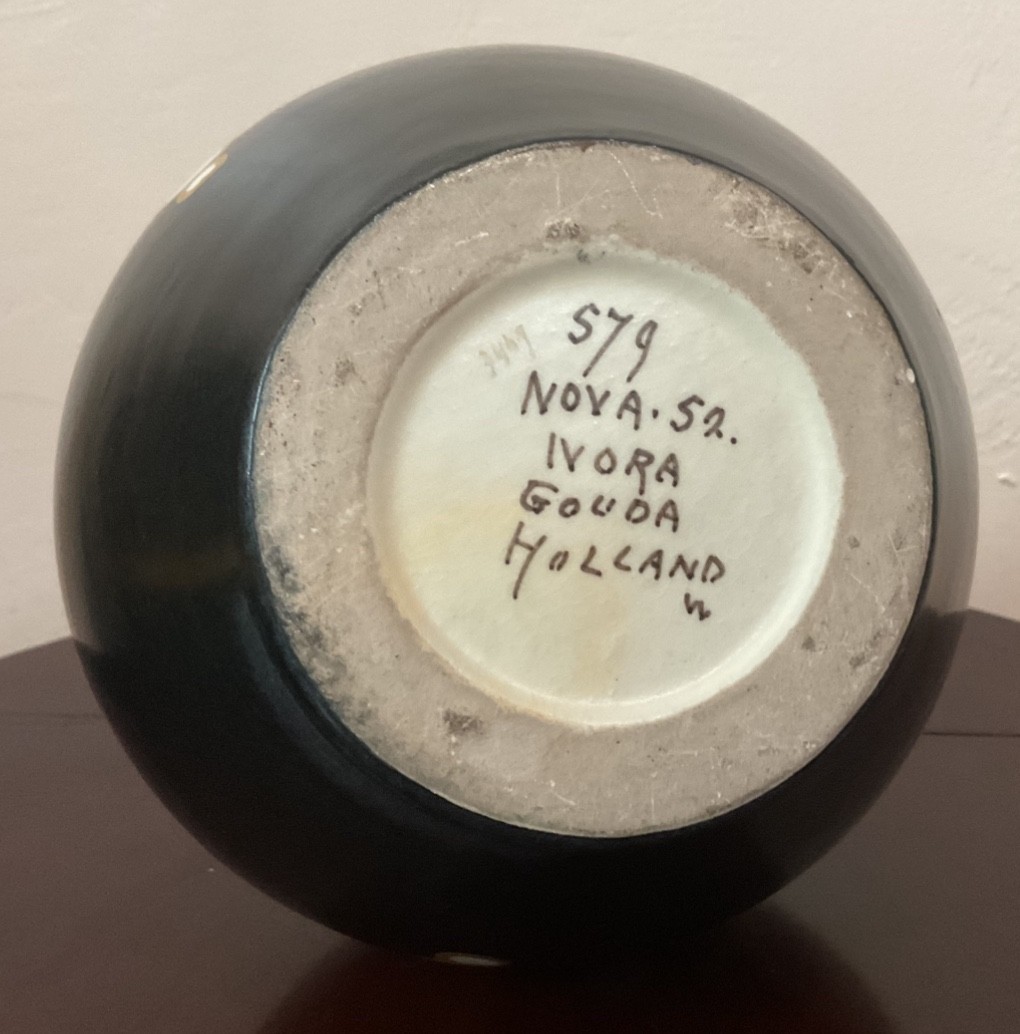 ( 10.25”h x 6.5”w ) Gouda – Holland Ivora Vase in glazed ceramic From 1914-1964