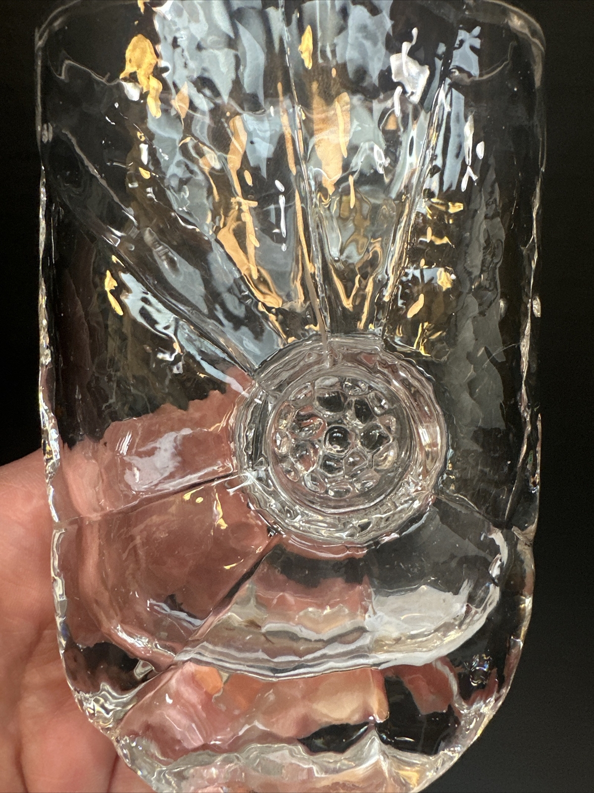 Early Sunburst Vase Rune Strand for Hovmantorp Sweden Scandinavian Crystal Glass