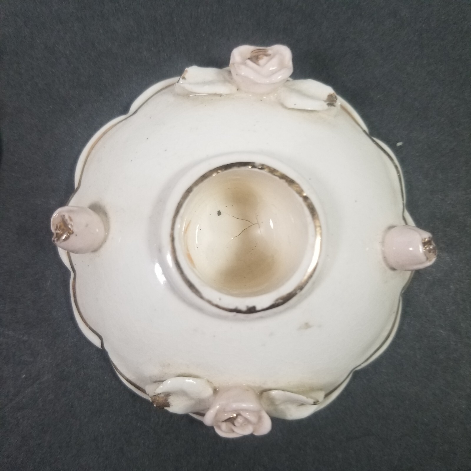 Vintage Pair of RELCO Porcelain Candle Holders with Pink Roses Japan Boudoir