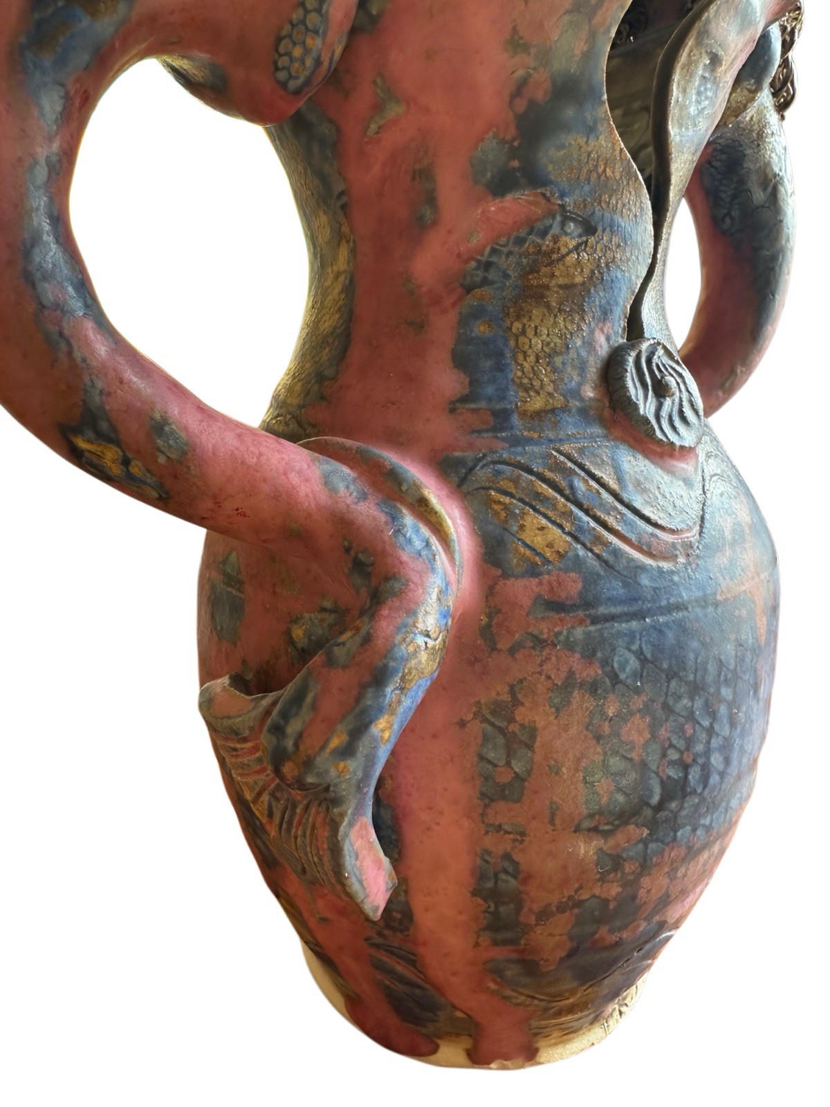 RARE Michael Kennedy Ireland Figural Studio Pottery Vase Sligo Mermaid 10.5”