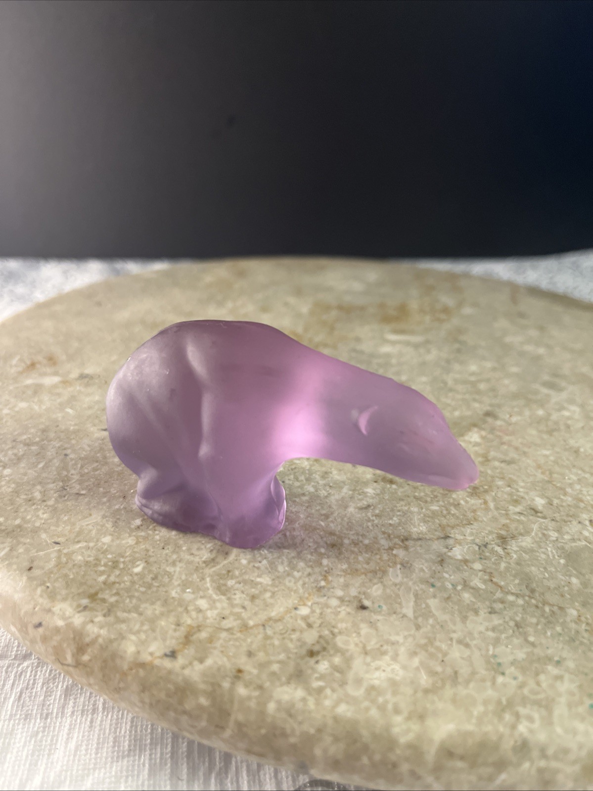 Czech 3.5 Molded Glass Neodymium Polar Bear Figurine Changes Color