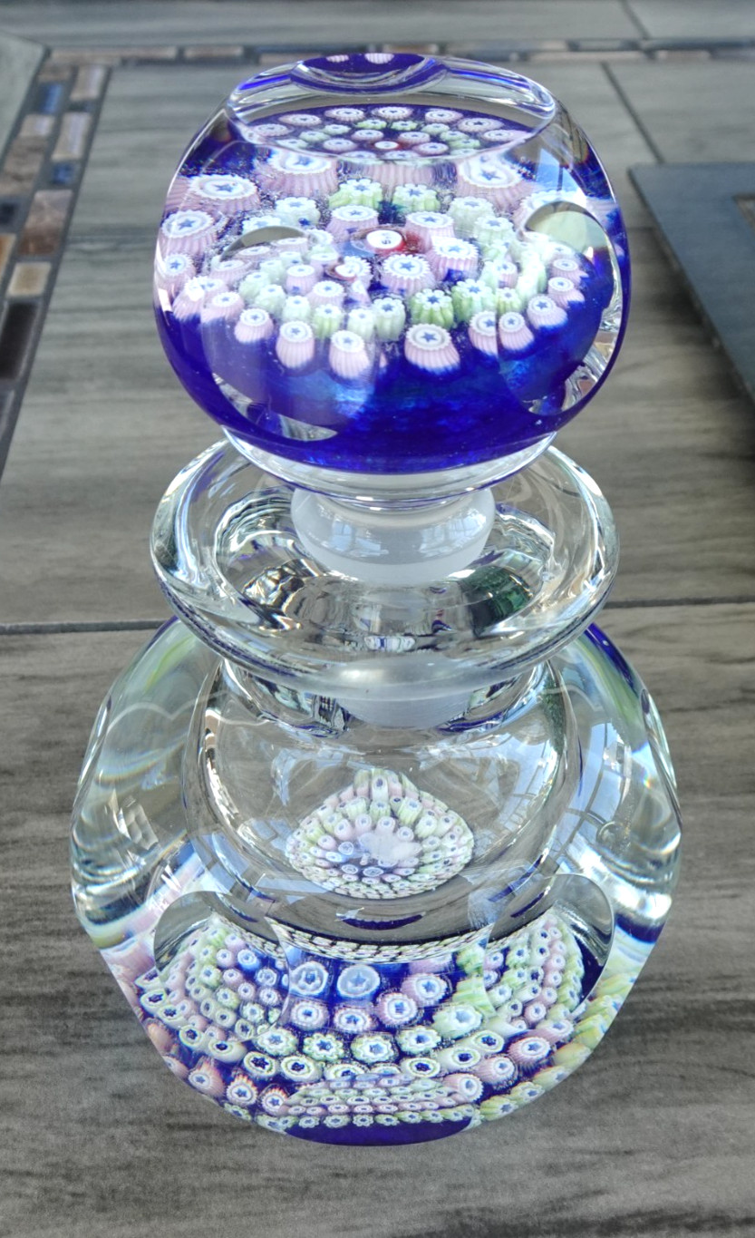 Large John Deacons StK Cane Millefiori Paperweight Style Inkwell Bottle Faceted