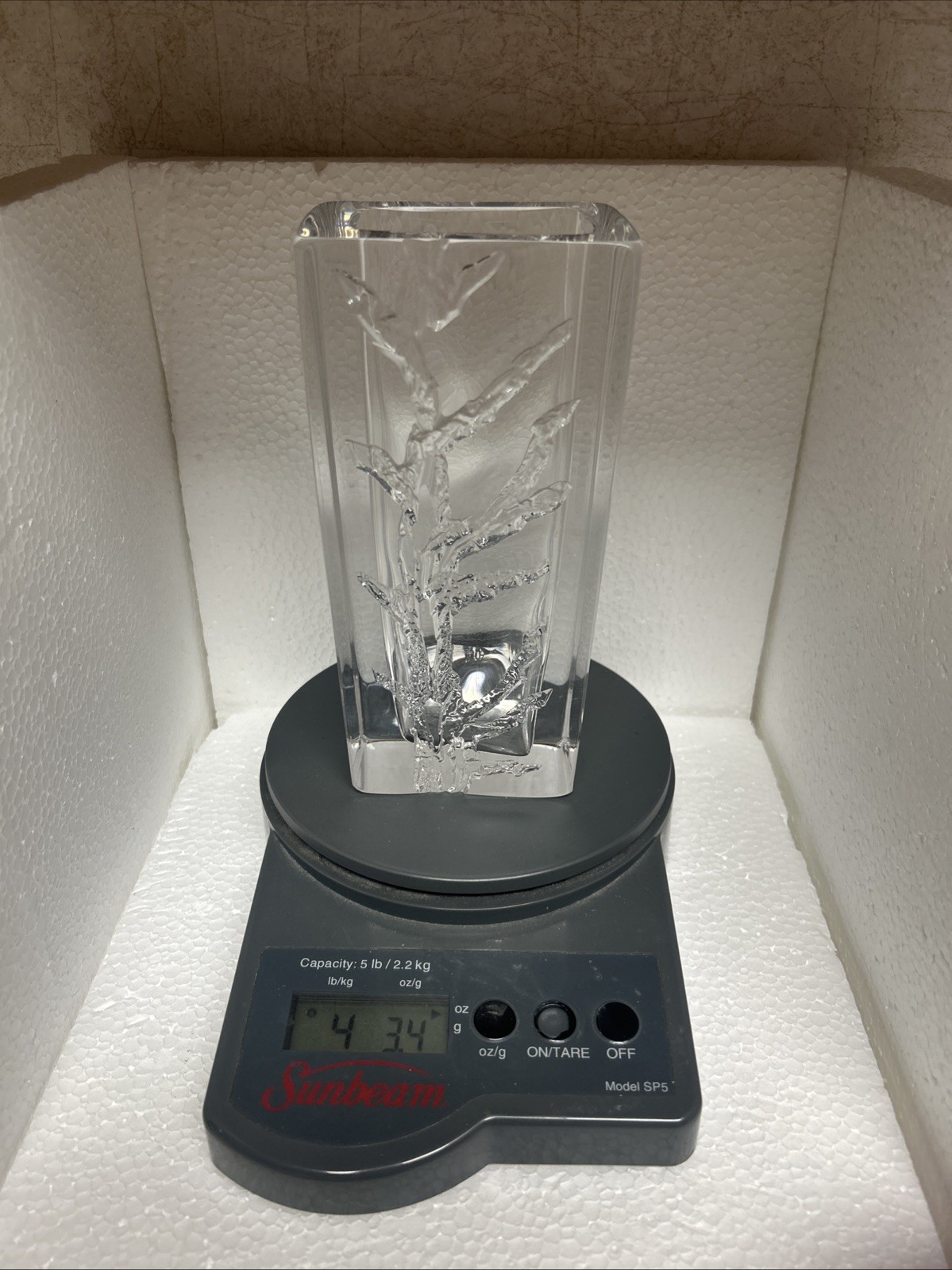 MONUMENTAL LARGE DAUM FRANCE CRYSTAL TEXTURED DEEP CUT VASE