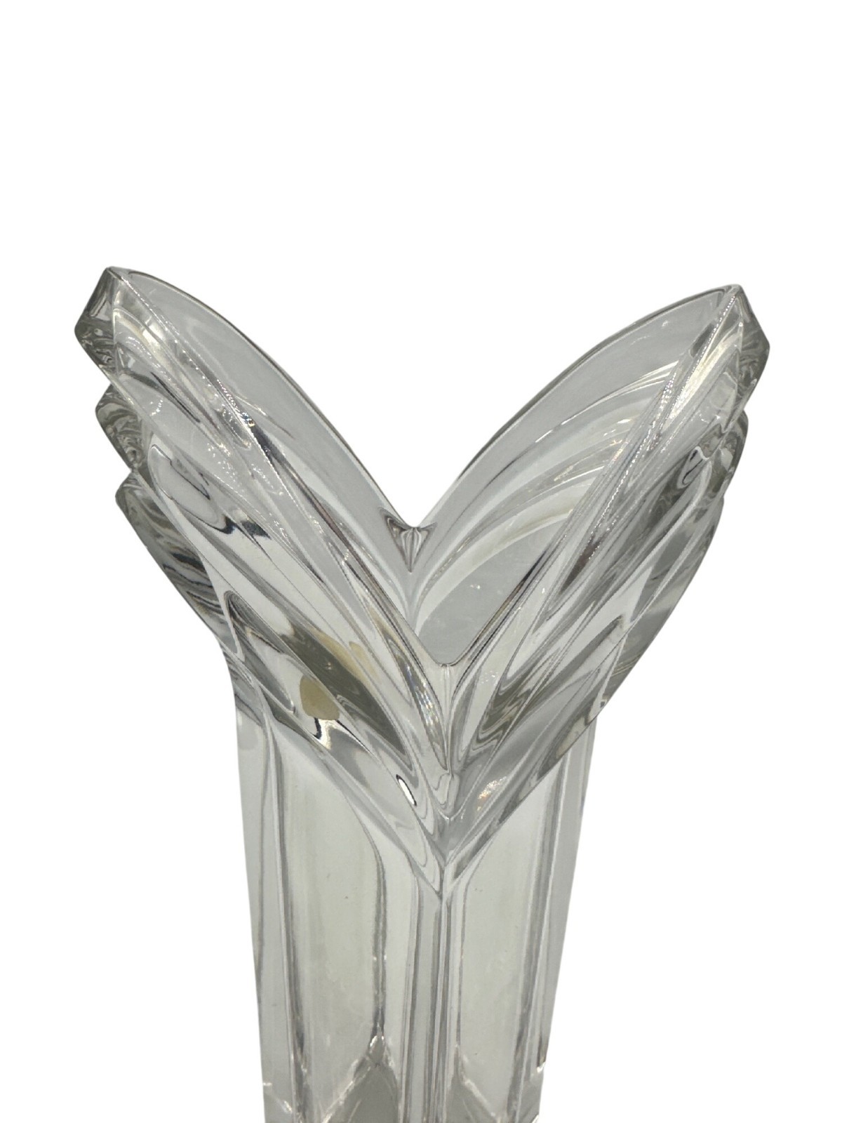 Mikasa Germany Clear Crystal Vase Geometric Design Collectible 11″ Tall Classic