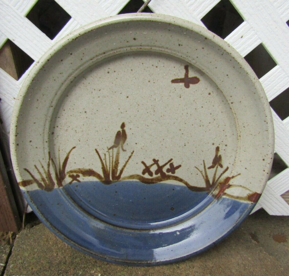 VINTAGE STONEWARE ART POTTERY LUNCHEON DINNER PLATE SIGNED KAPLAN