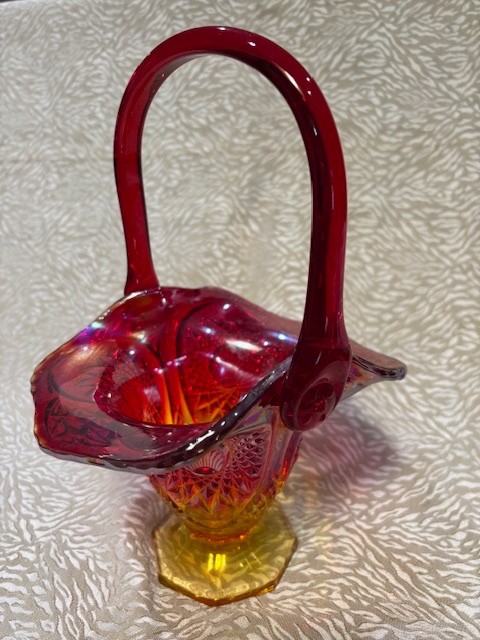 Indiana Glass Amberina Bridal Basket 10 1/2″ – Vtg