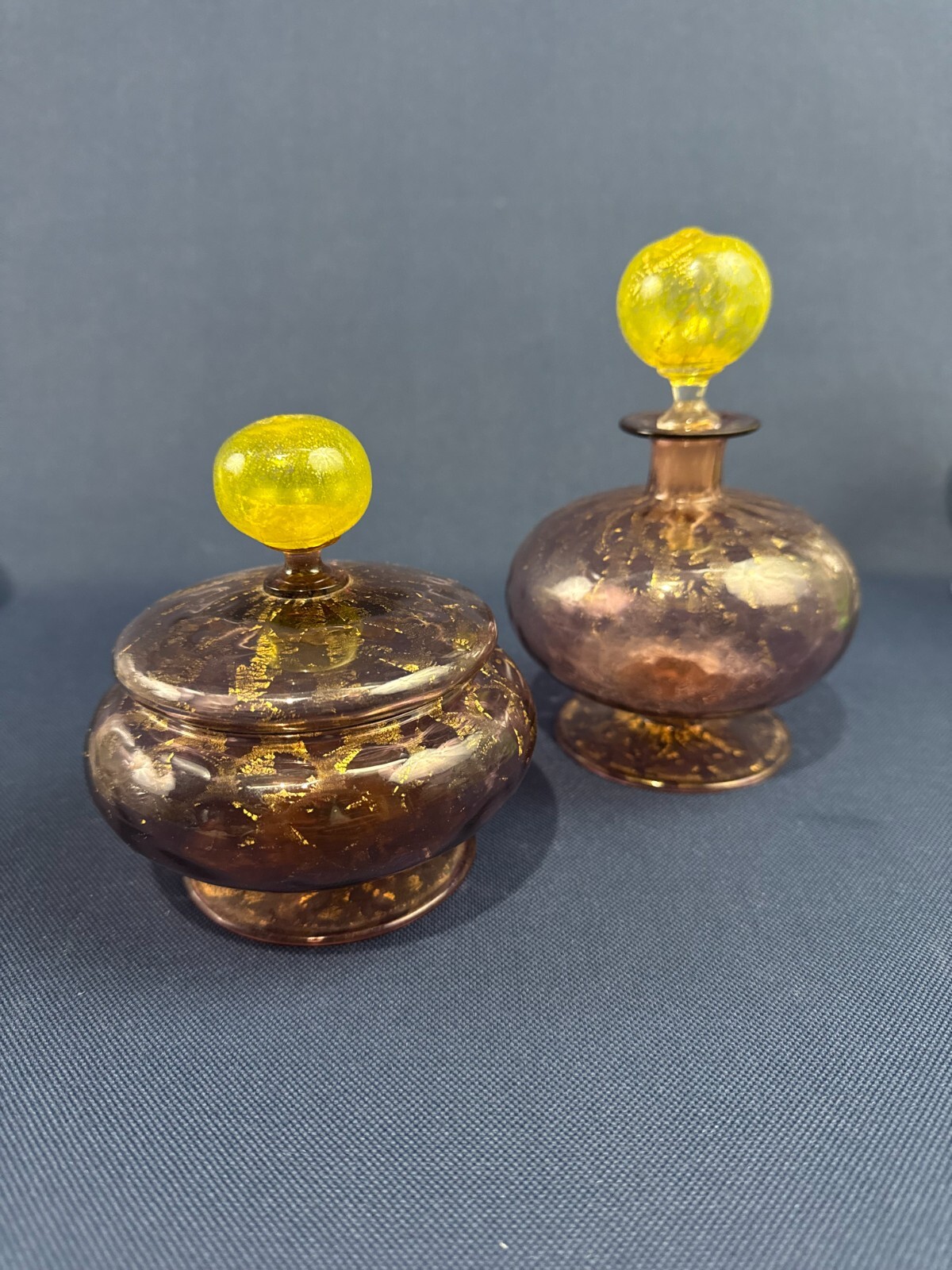 Art Deco MURANO millefiori & gold dust glass perfume bottle, jar c.1920 – 1930s