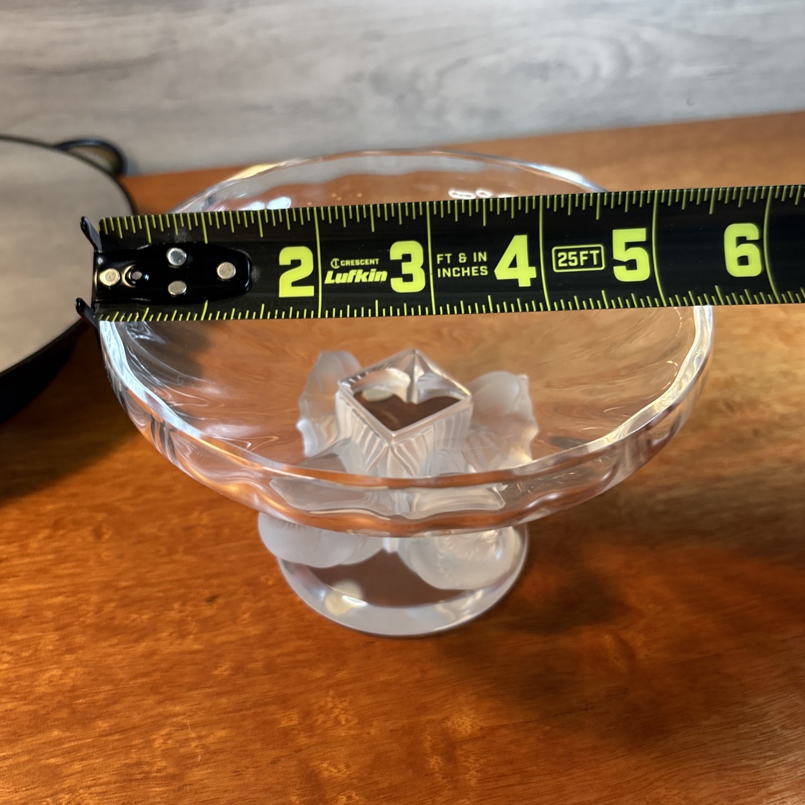 Beautiful Lalique Nogent Crystal Footed Compote Frosted And Clear Design France