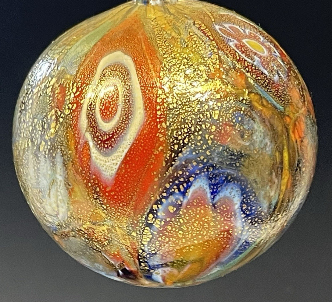 Hand Blown Glass Millefiori Design 3 Inch Ornament