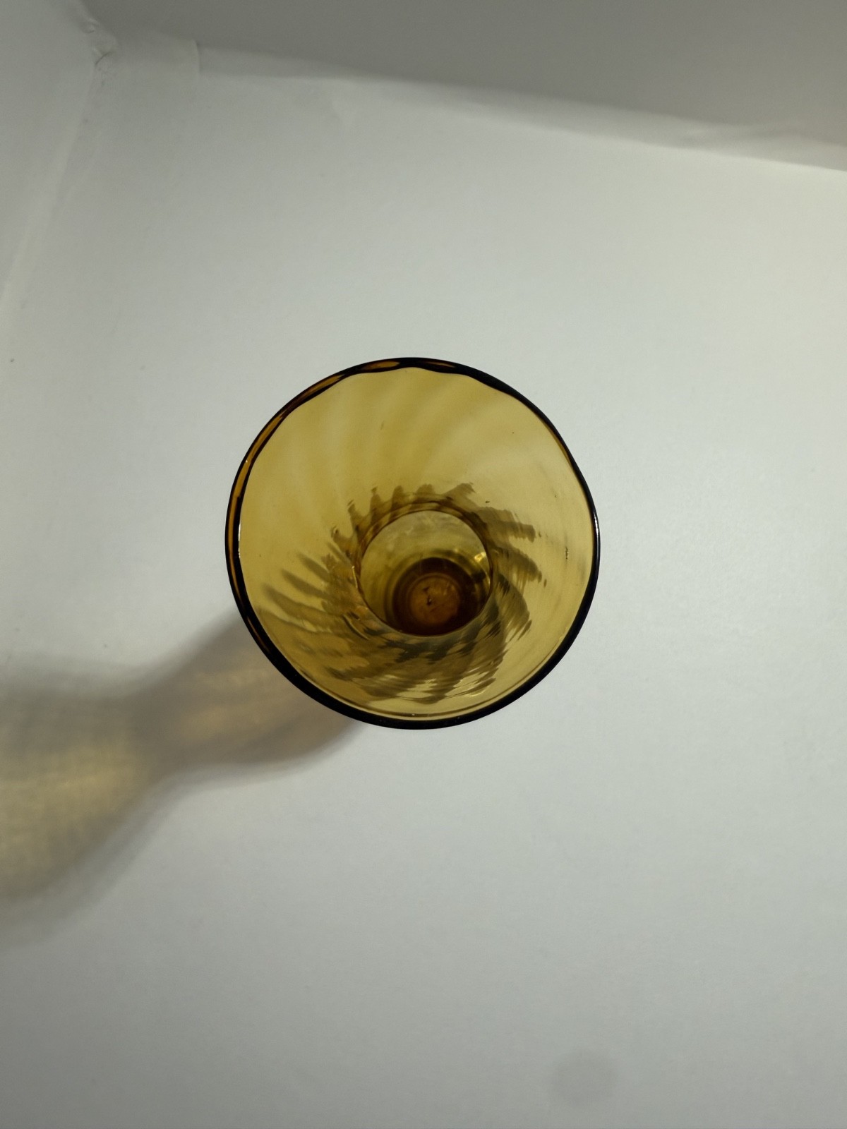 Vintage MCM 12.5″ Empoli Optic Swirl Amber Glass Tapered Stemmed Vase