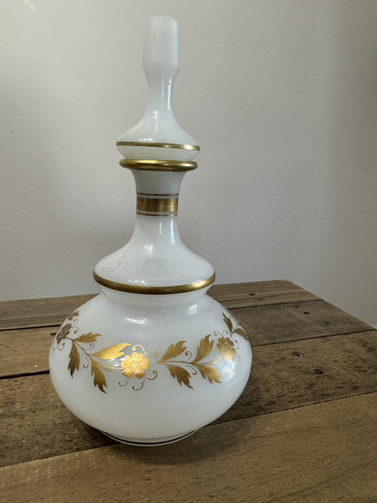 Irice West Germany Art Glass Dresser Cologne Bottle Gilding Raised Enamel