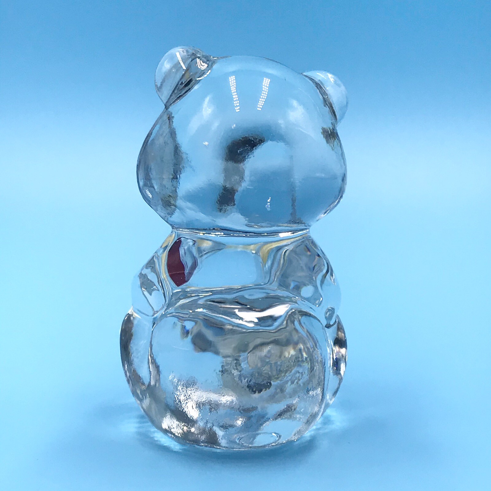 Vintage Fenton Clear Glass Teddy Bear With Red Heart January/July Birthday