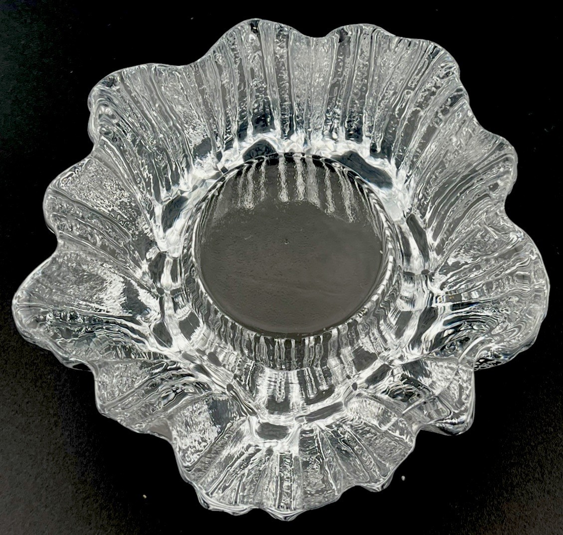 Vtg 1950s Nybro Sweden Volcano Crystal Votive Candle Holder Rune Strand