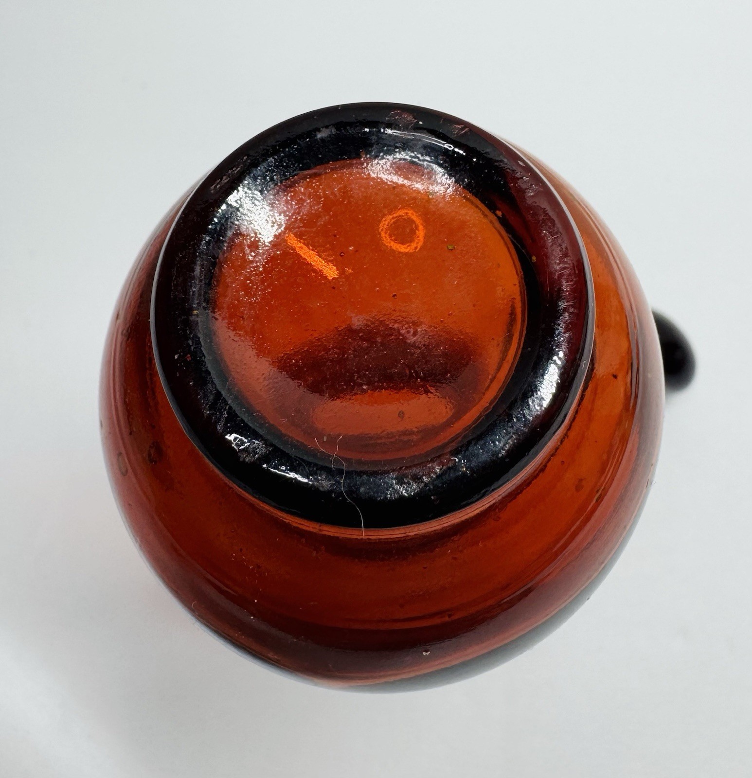 Vintage Glass Amber Bottle with Stopper 7-3/4” Tall, Triple Gourd Bubble Bottle