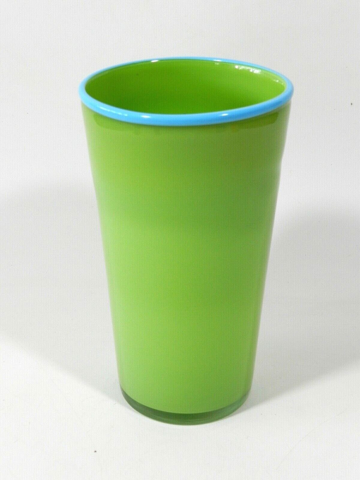Mid Century Modern Lime Green Glass Vase 9.75″