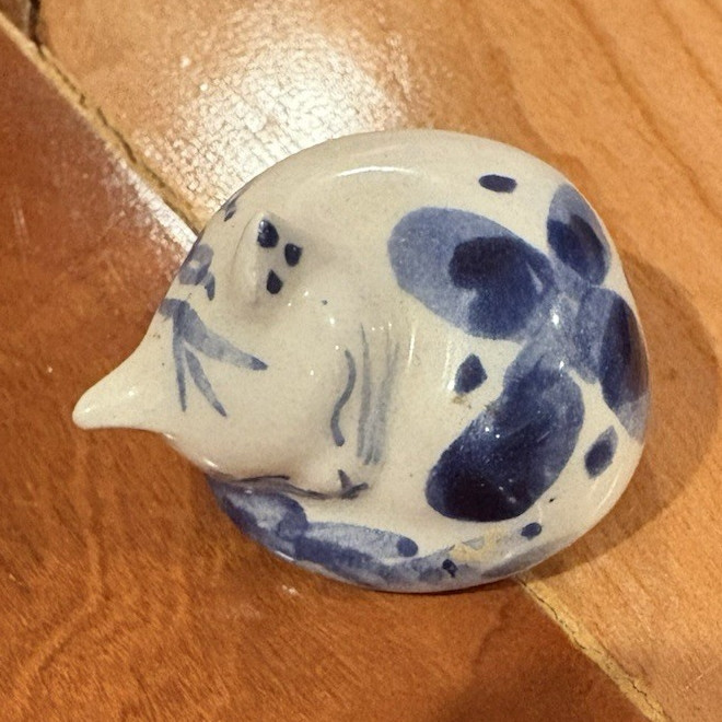 Blue & White Ceramic Bird Figurine Decorative Miniature Decor