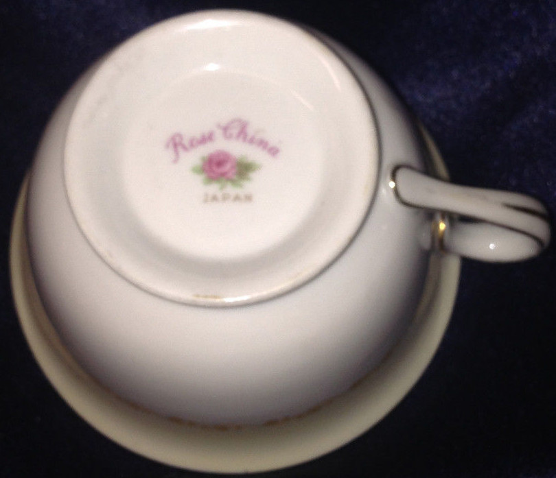 ROSE CHINA JAPAN RO2 FOOTED CUP 8 OZ BLUE TAN FLORAL BORDER URNS BASKETS
