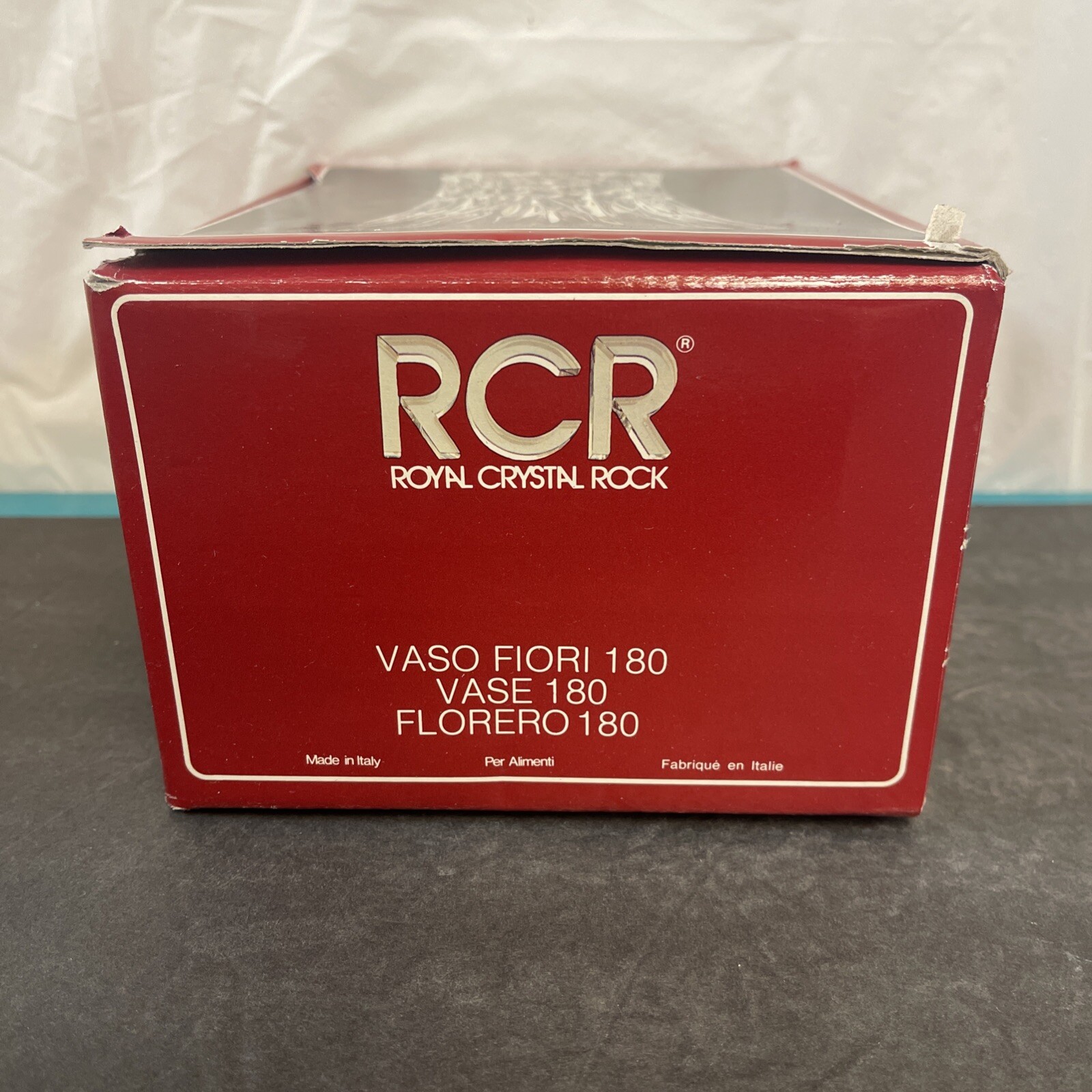 RCR Vase 180 7″ Tall Diamond Cut Crystal Flower Vase Made In Italy In Box