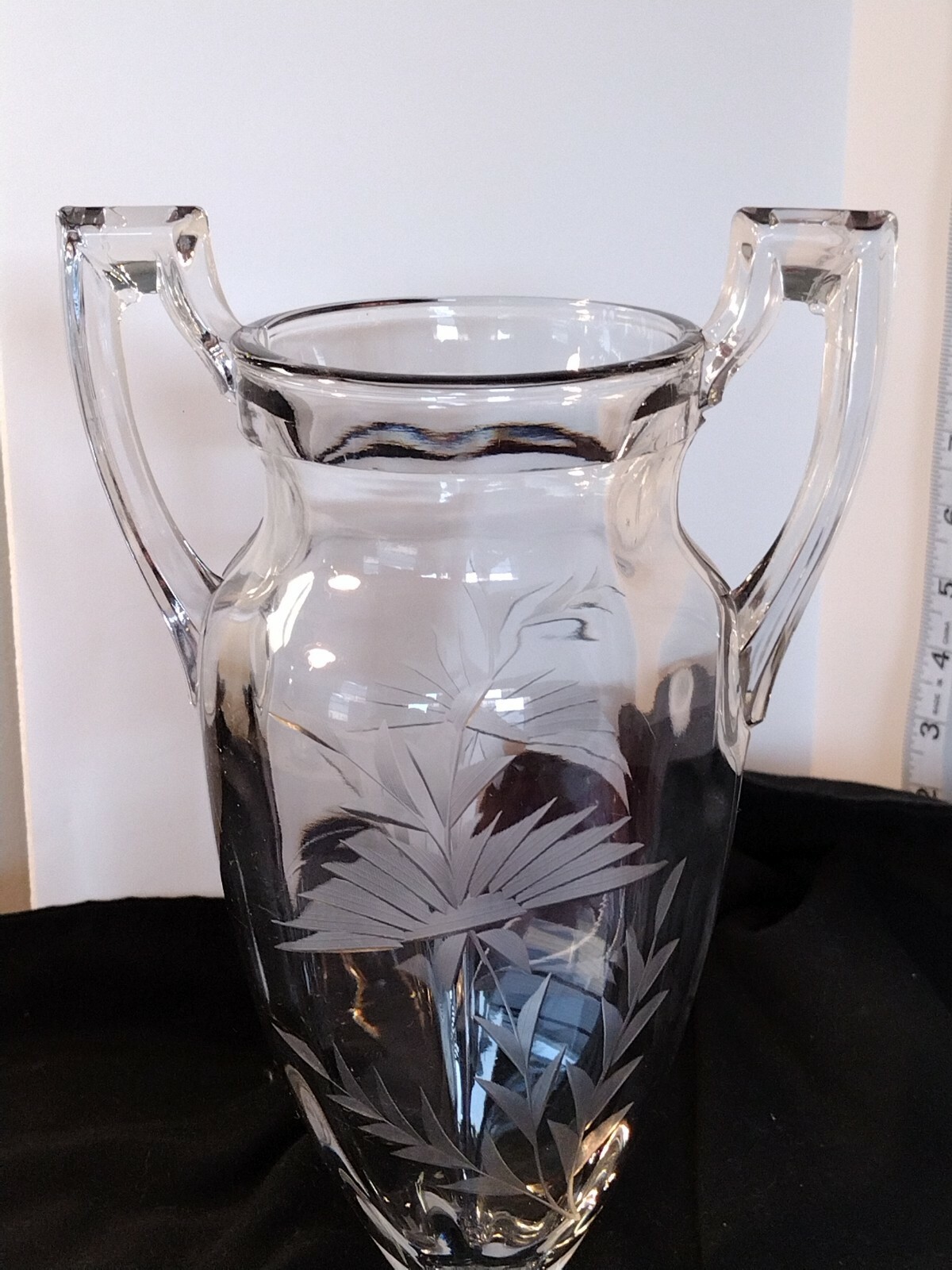 Tiffin Glass Wheat And Palm Etched Trophy Urn Vase