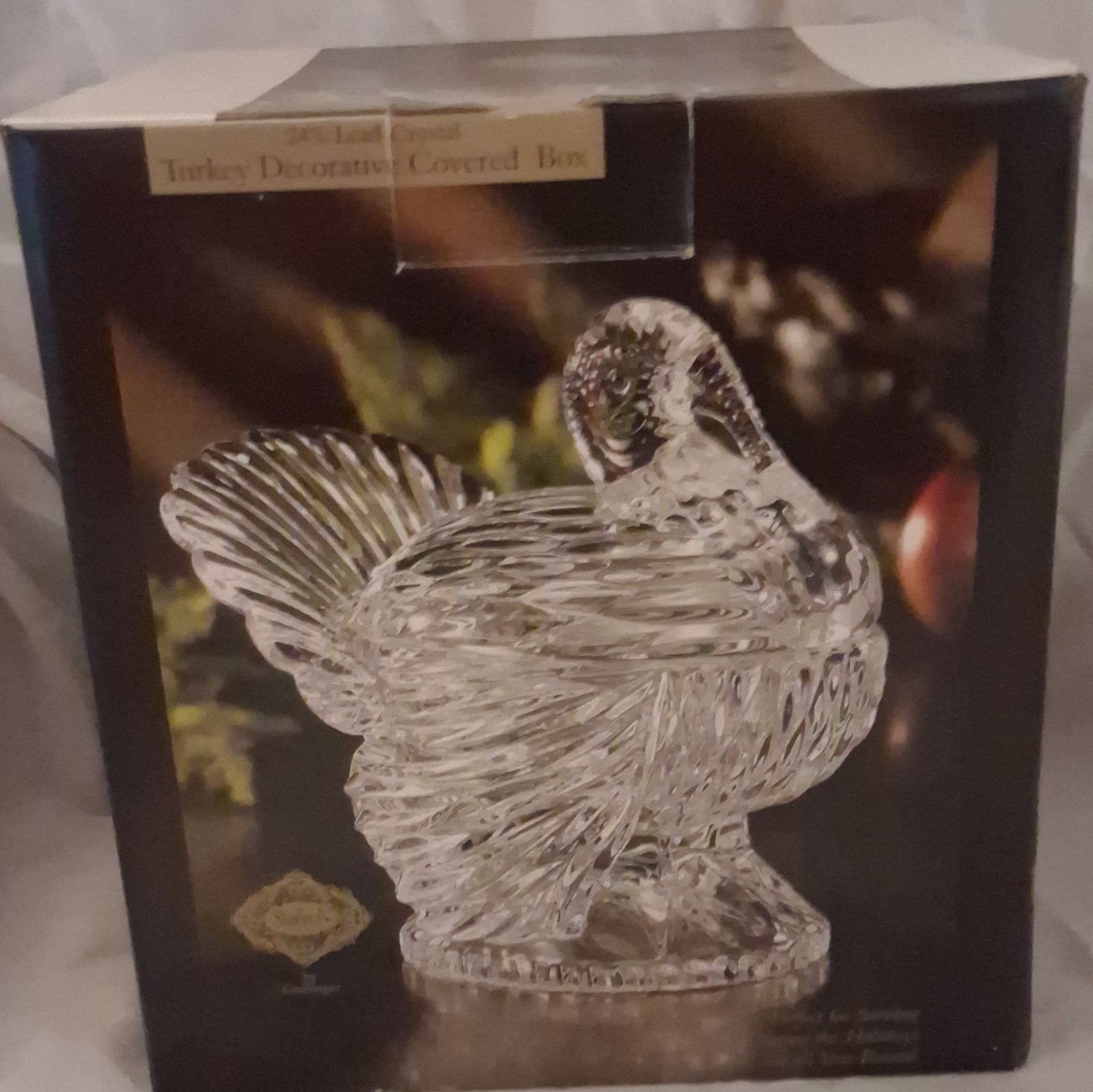 Godinger Lead Crystal Turkey Lidded Decorative Covered Box Clear MPN 4292