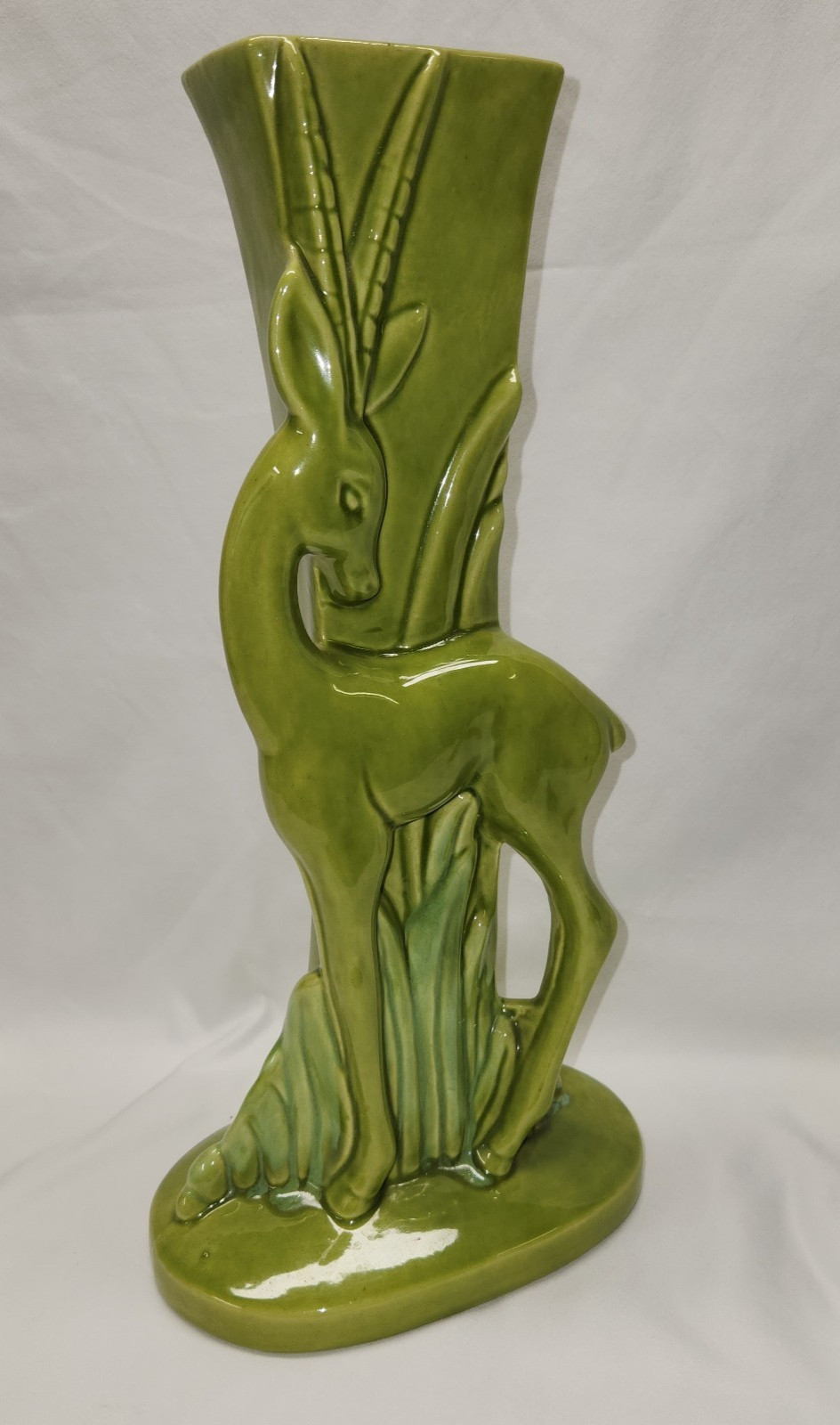 Mid-Century Modern, ROYAL HAEGER, Pair of 14.5″ Chartreuse Gazelle Vases #R706