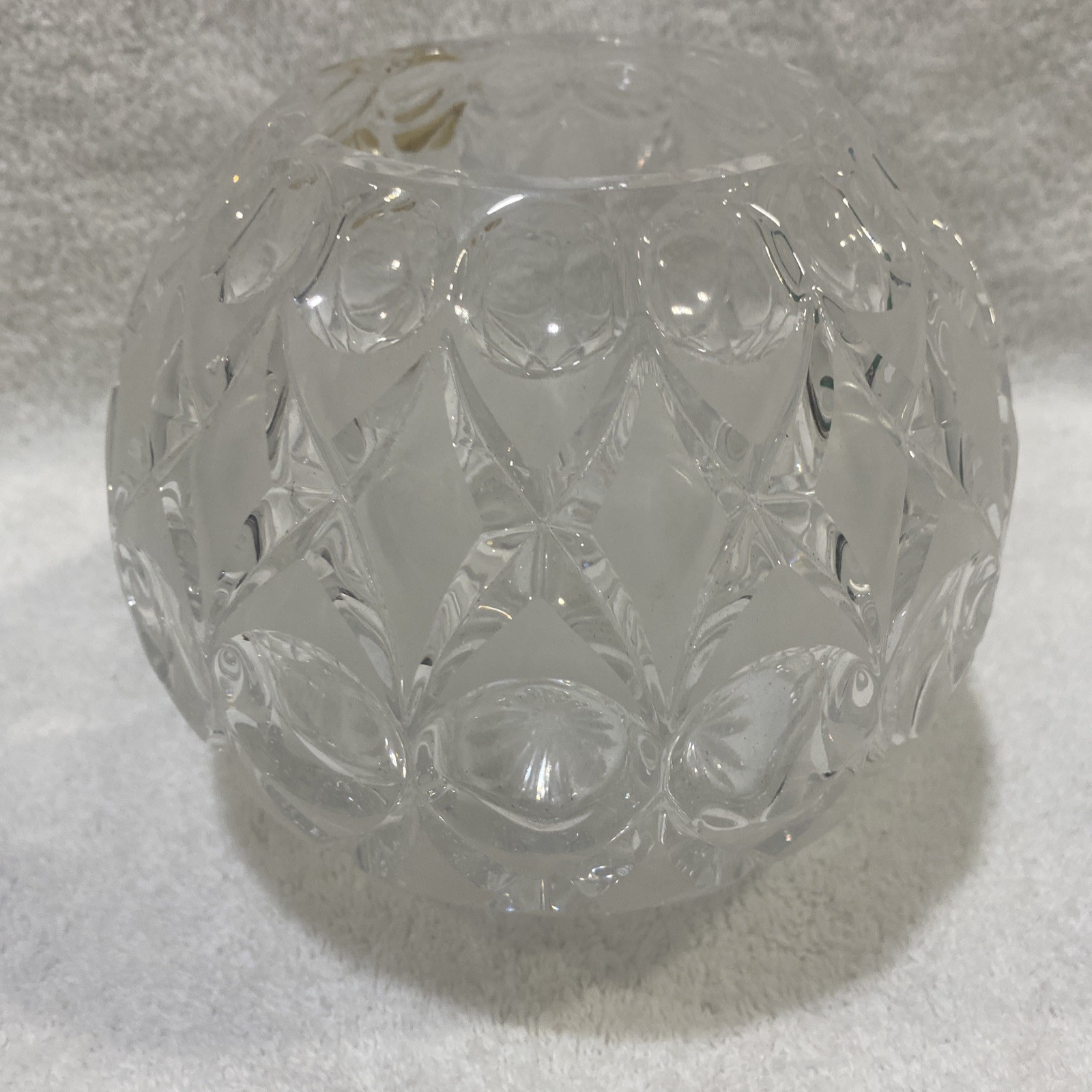 Vintage Nachtmann Bleikristall Emerald Cut Crystal Rose Bowl Vase 5.5″ 3.5lbs