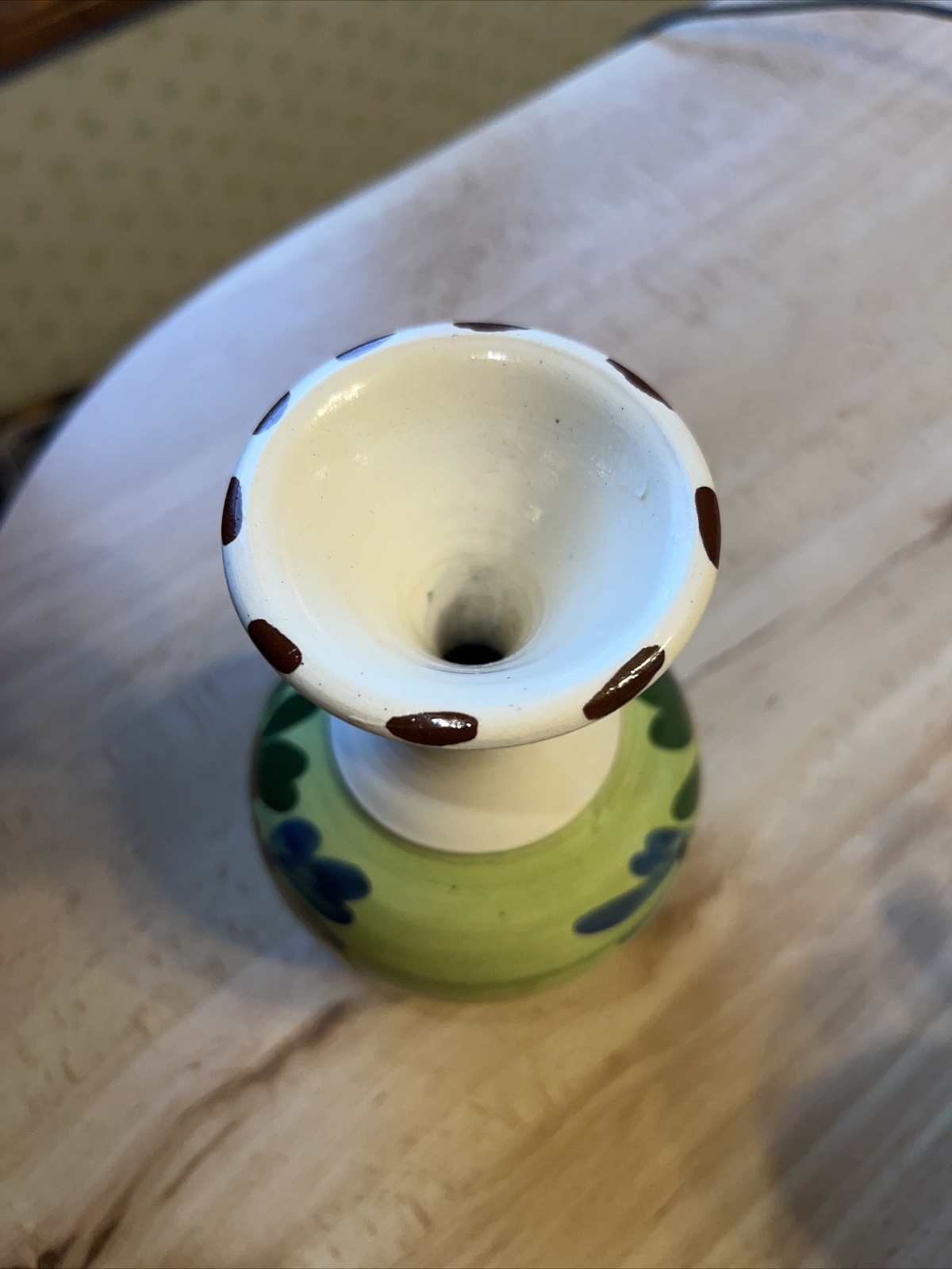 Vintage LOS BOHIOS Puerto Rico Studio Art Pottery Vase Flower Green Blue Gold
