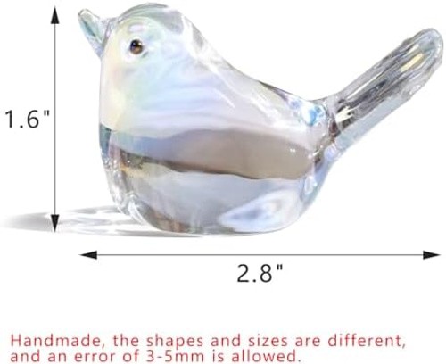 H&D HYALINE & DORA Set of 2 Glass Birds Figurines Handmade Blown Glass Bird F…