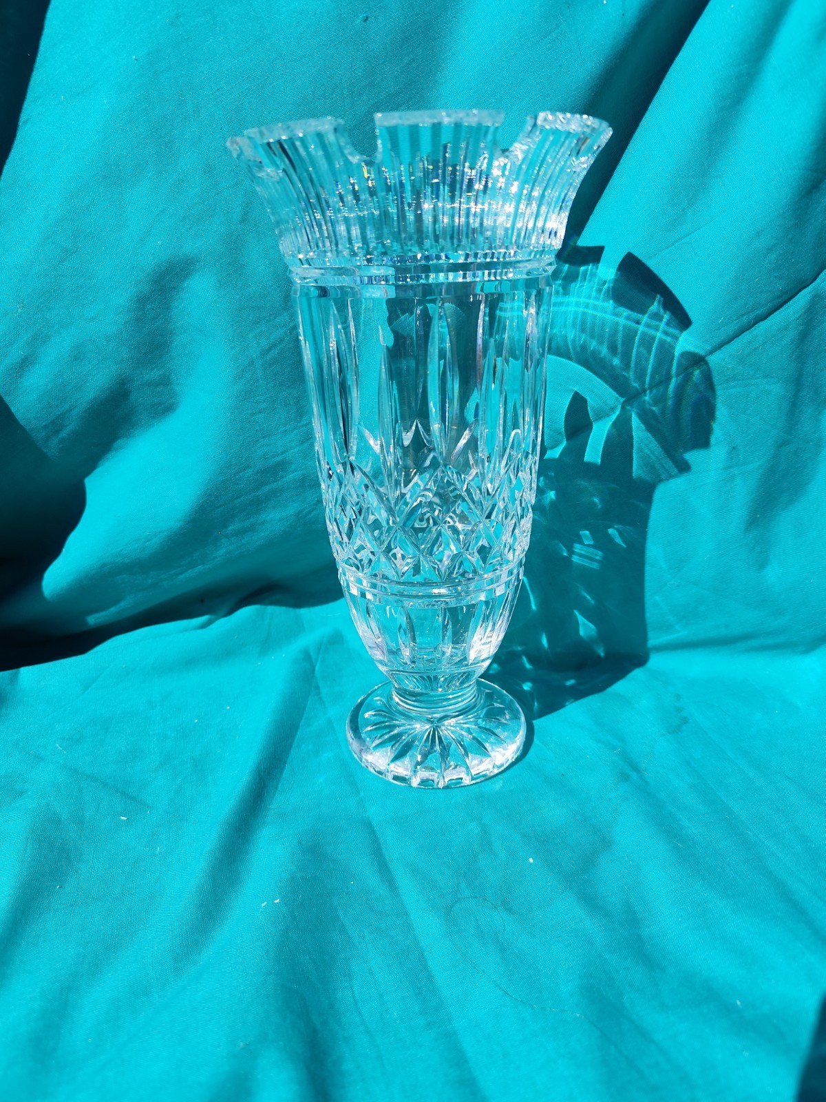 Vintage Waterford Crystal Lismore Castle Top Romance Of Ireland Vase 11″ Signed