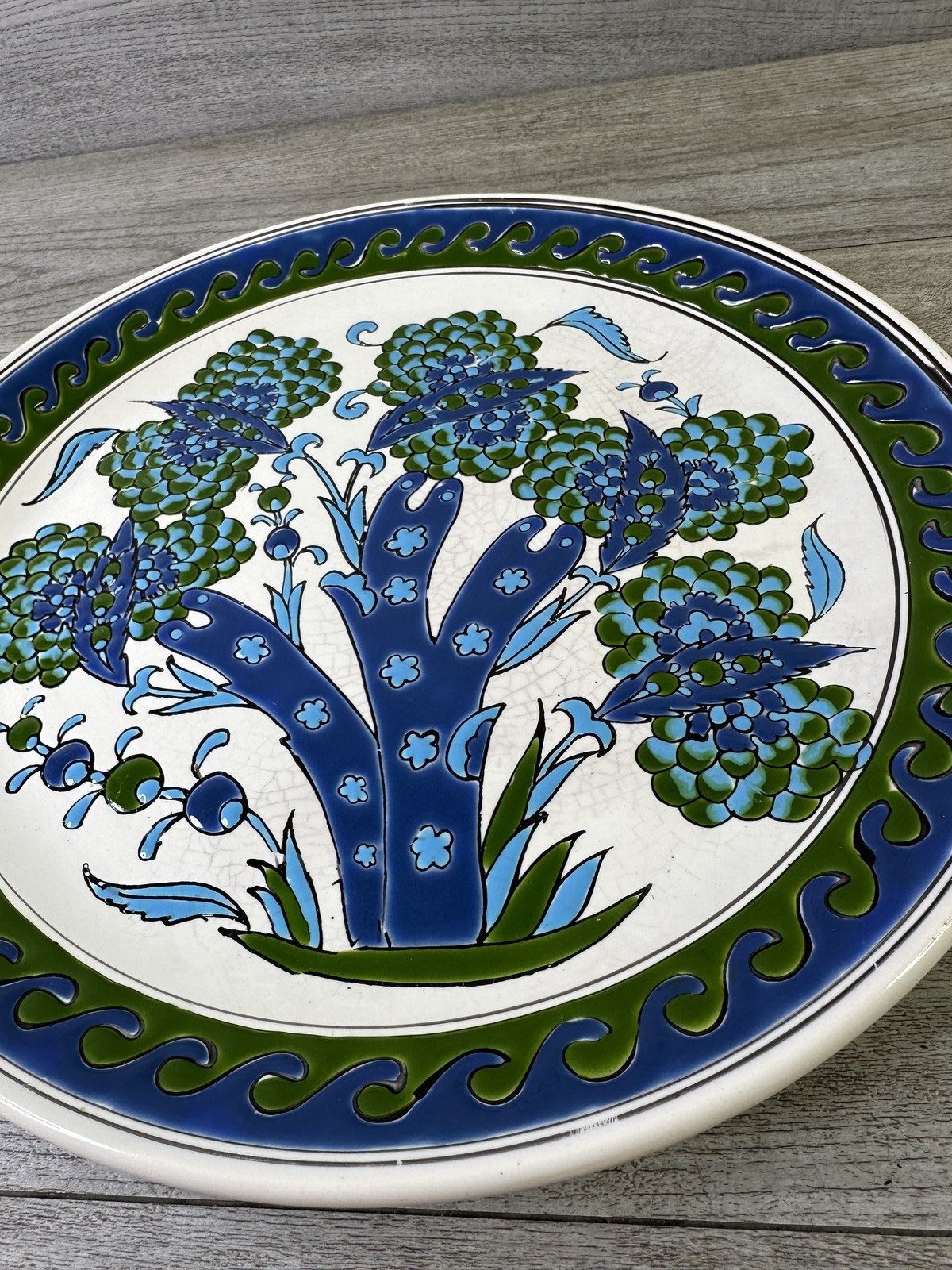Dakas Ceramic Rhodes Hand-Painted Collector Plate Iznik Floral Design 12.5″
