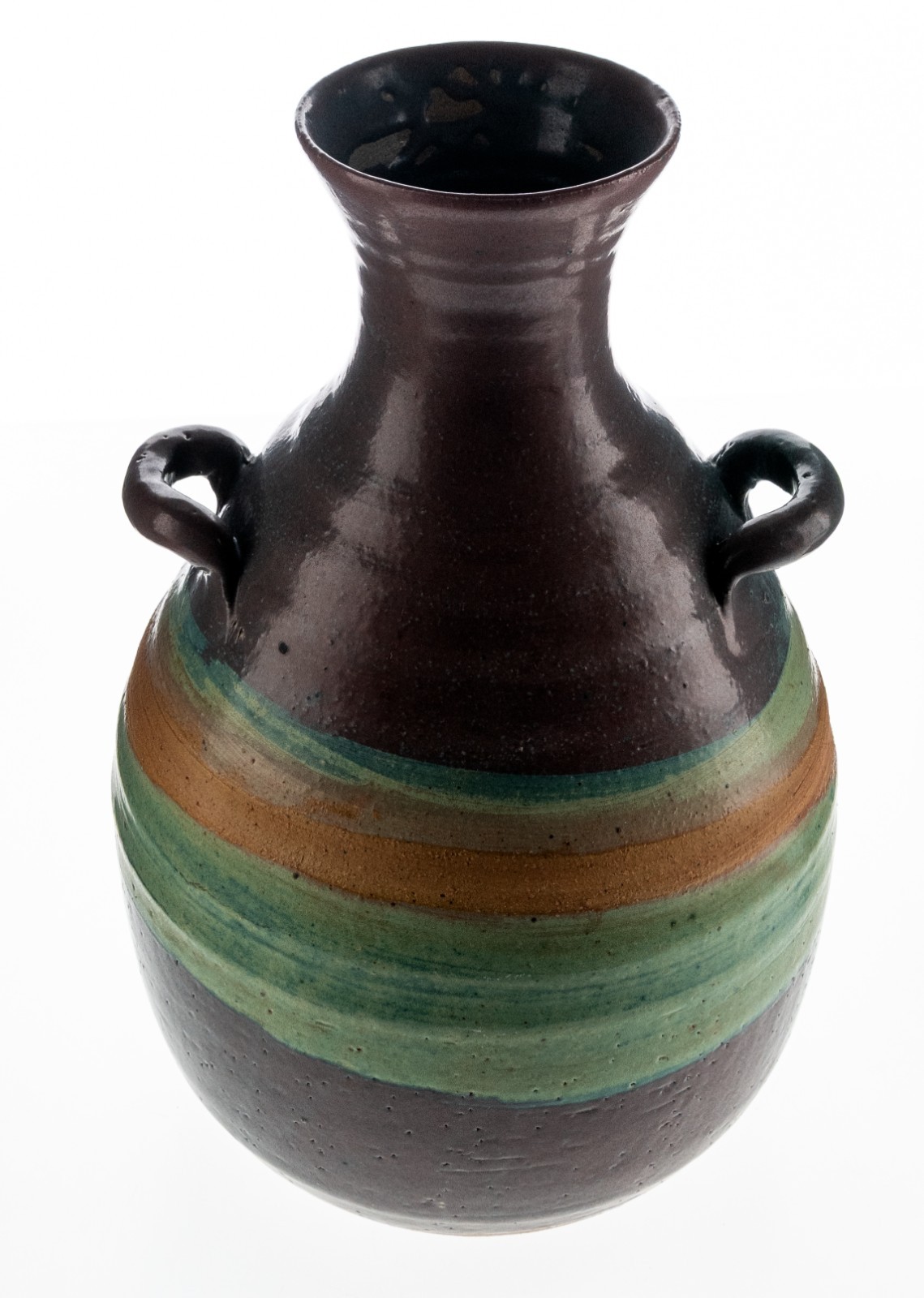 Master Potter Don Hanson Signed Ceramic Vase 11×6″ 3.4lbs Stripes USA