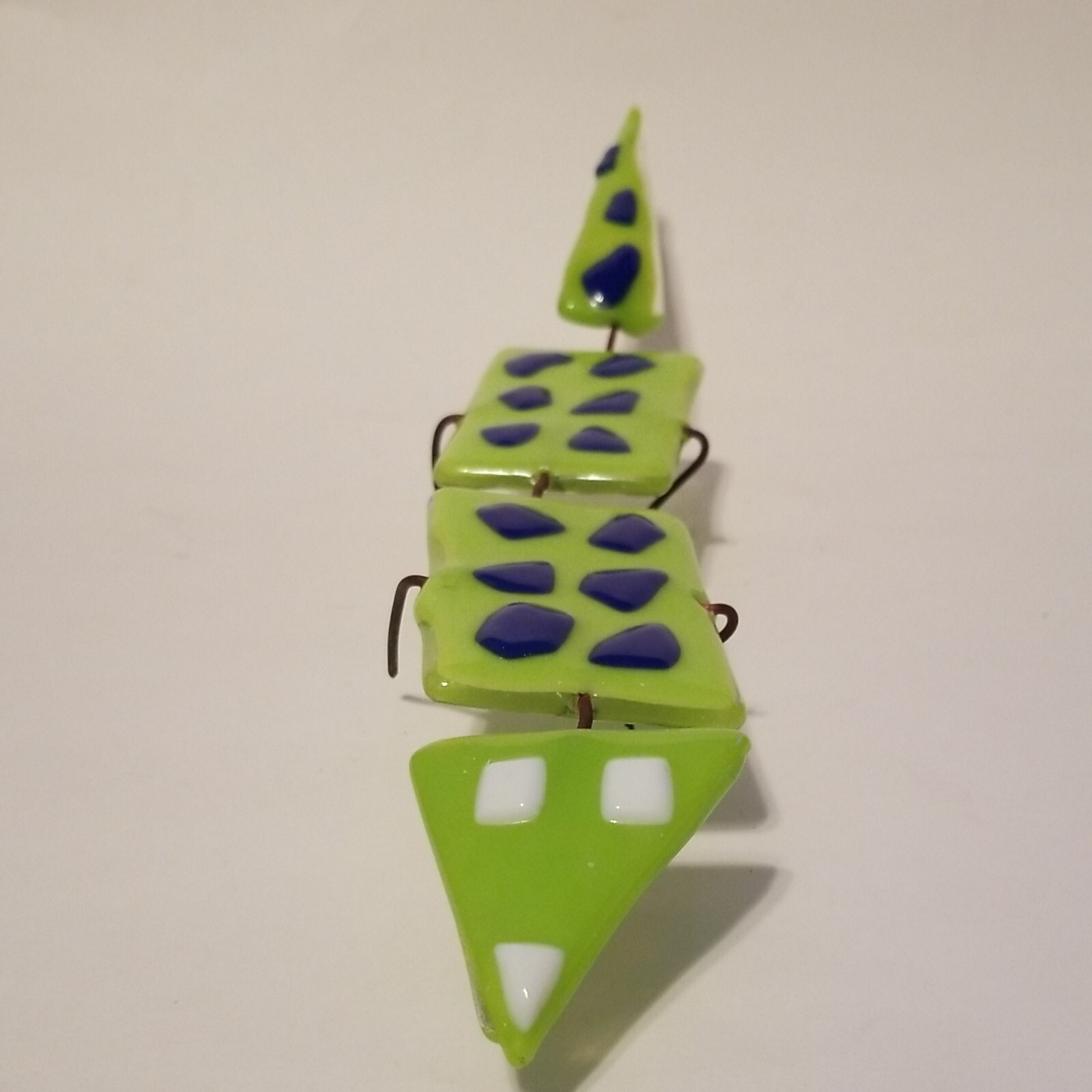 Alligator Hand Made Handcrafted Fused Glass & Metal 13″ Long, Posable and Cute