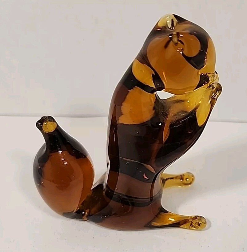 Vtg KANAWHA Glass Squirrel Amberina Standing Molded Paperweight Rare USA W. VA