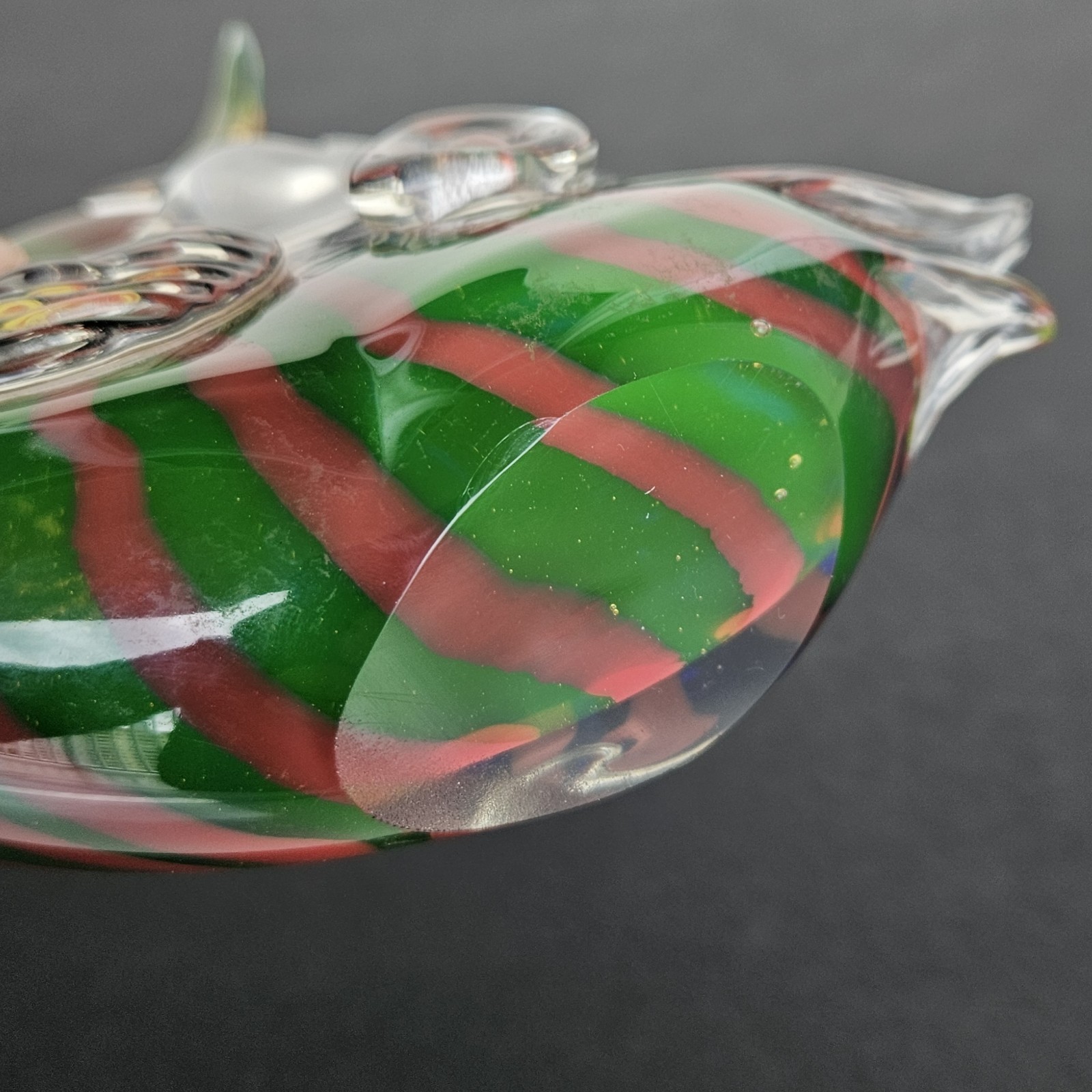 Vintage MCM Venetian Uranium Glass Fish UV Glow Encased Ribbon Art Glass Figure