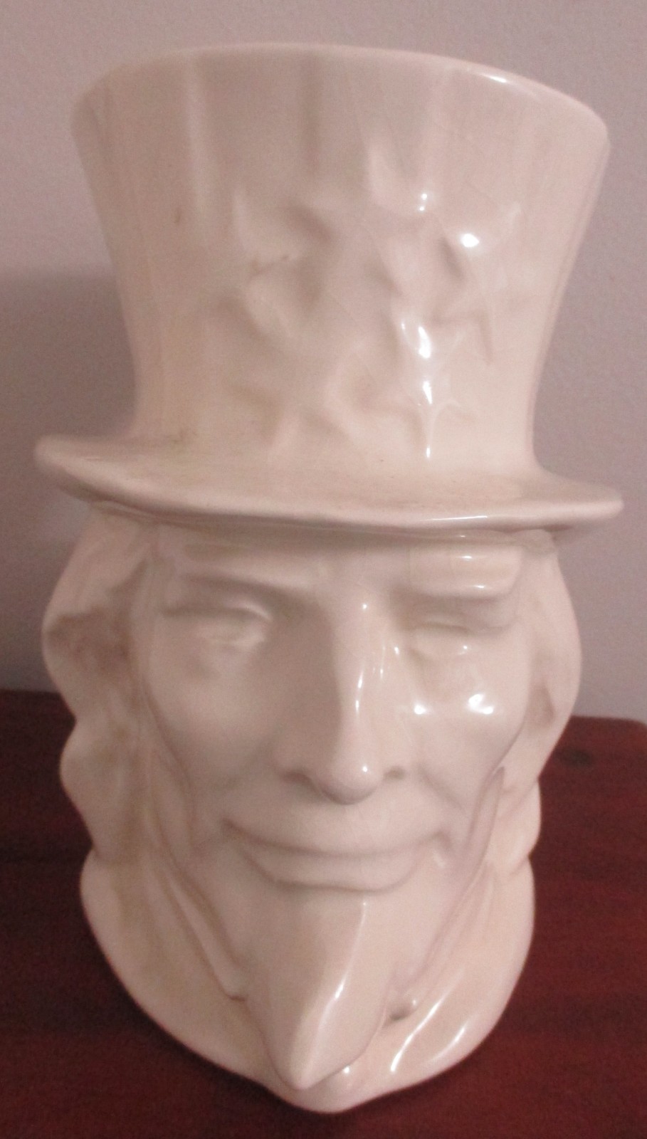 McCoy Pottery Uncle Sam Head Pottery Ceram Vase Planter White Vintage 7 1/4″ H