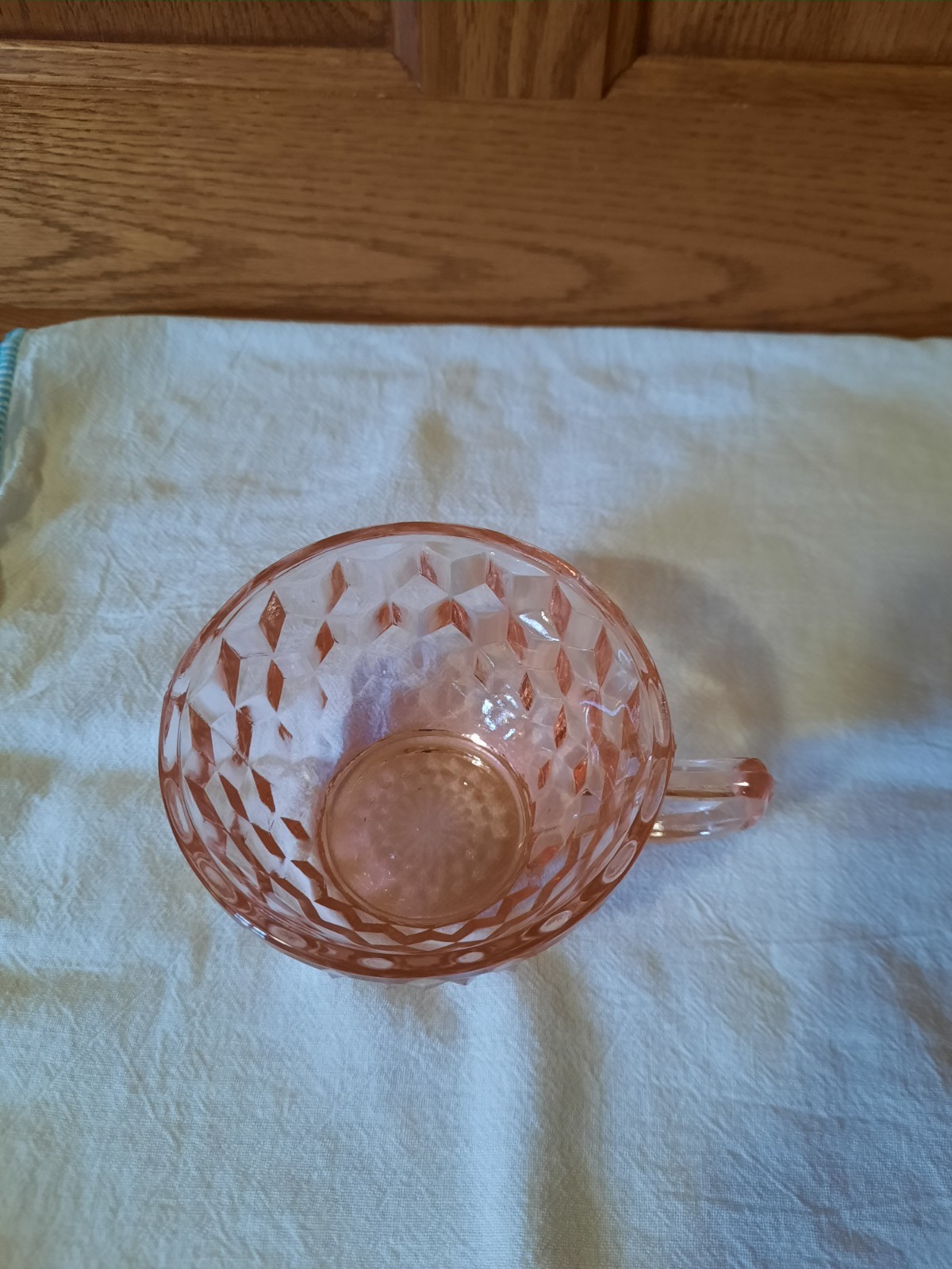 VINTAGE CANDLEWICK GLASS DISH/ASHTRAY and VINTAGE JEANETTE CUBIST GLASS CUP